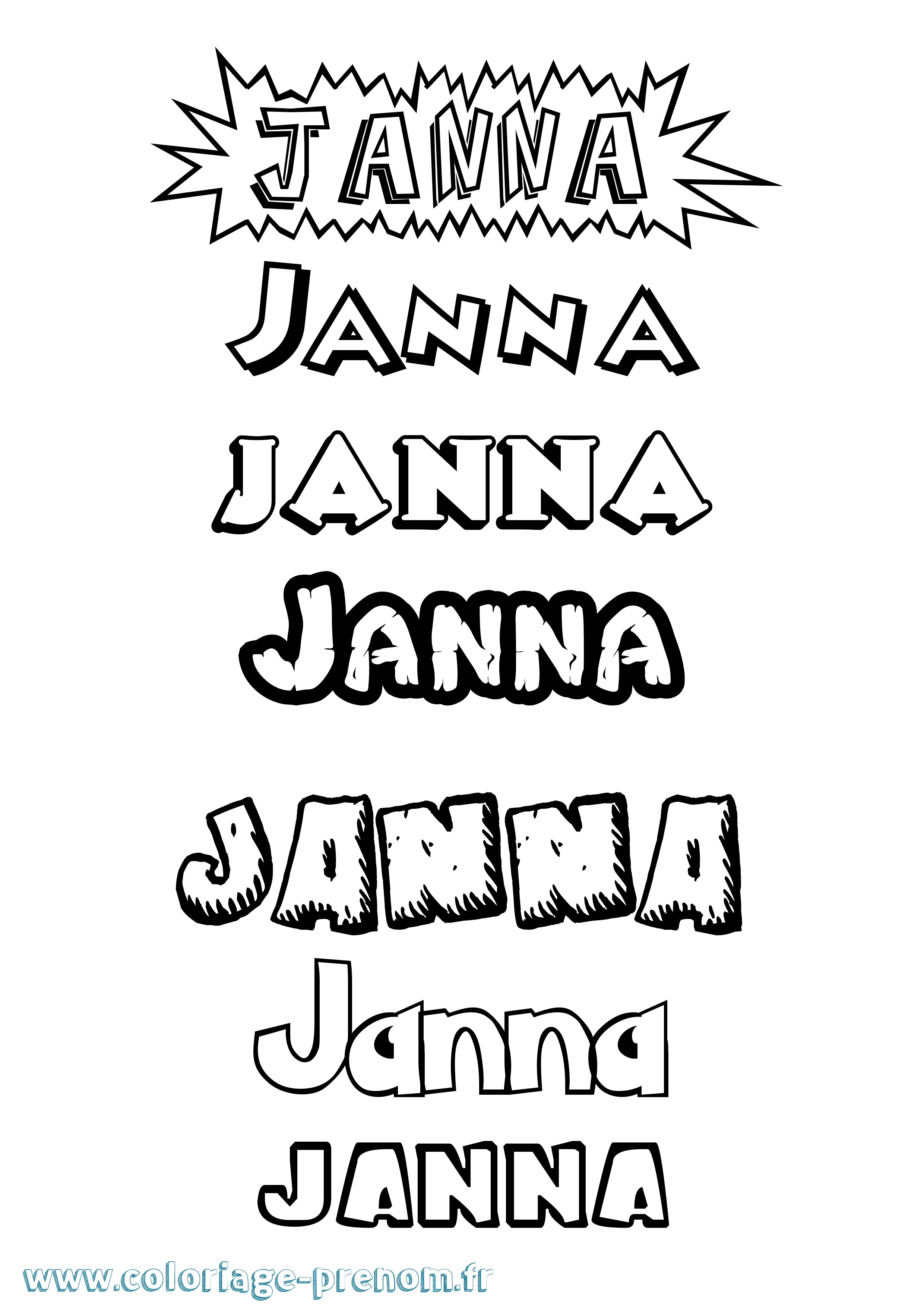 Coloriage prénom Janna Dessin Animé