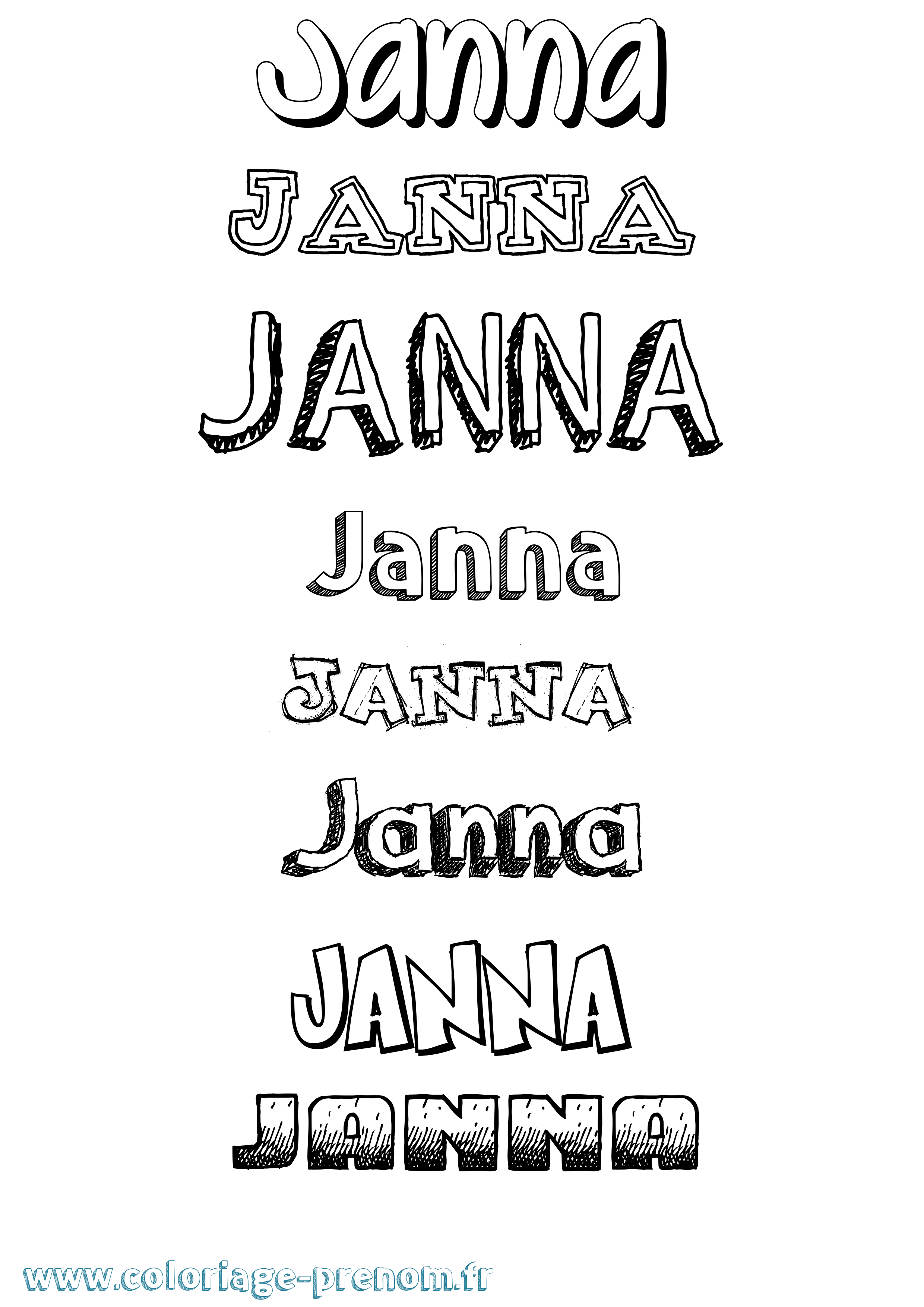Coloriage prénom Janna Dessiné