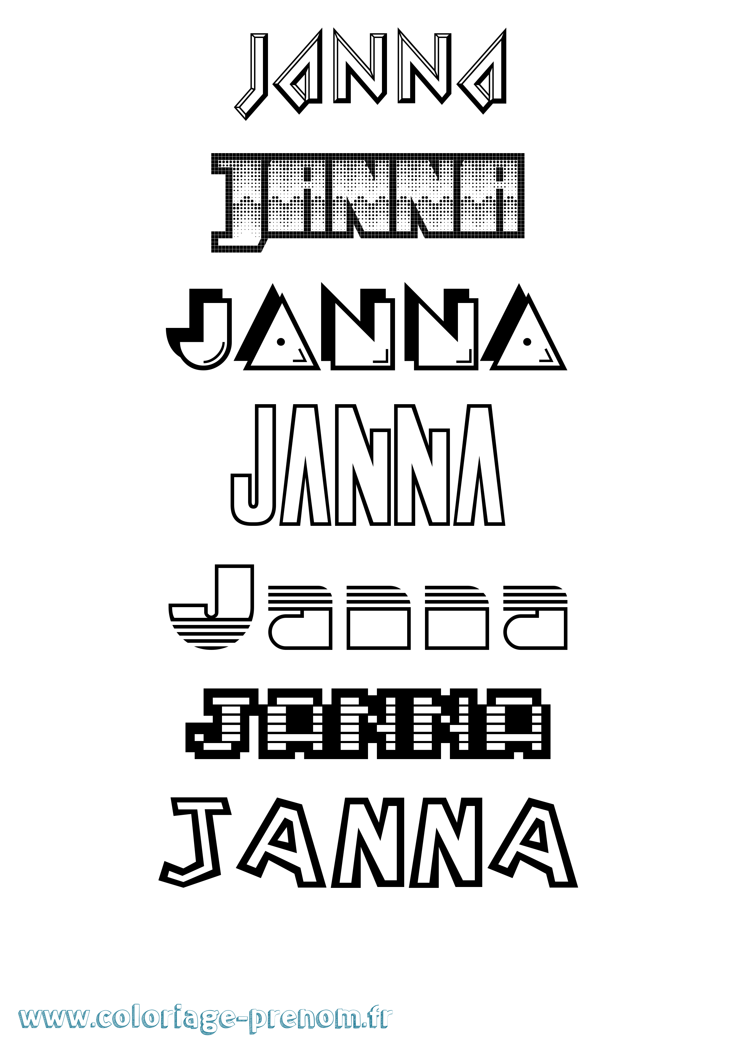 Coloriage prénom Janna Jeux Vidéos