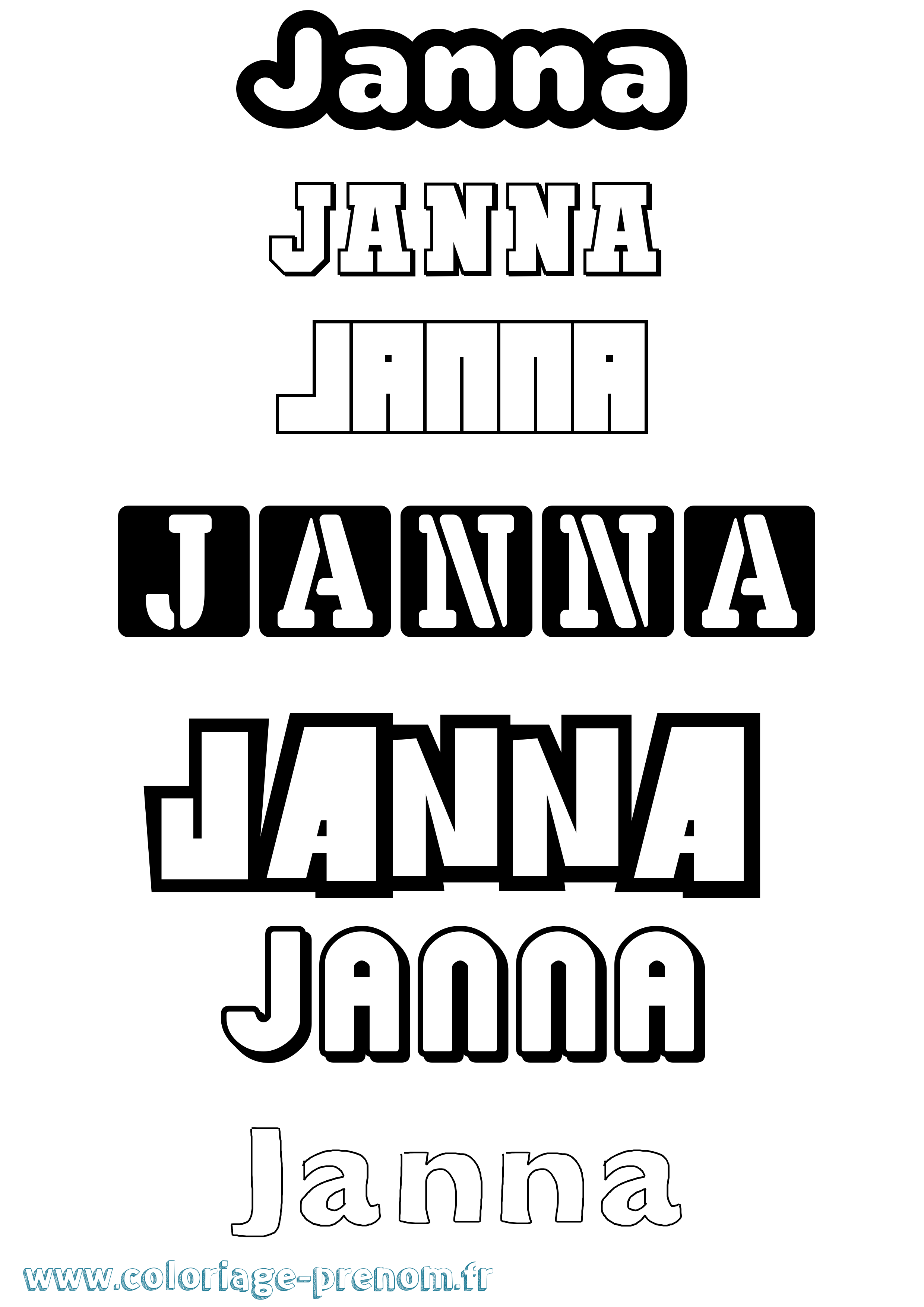 Coloriage prénom Janna Simple