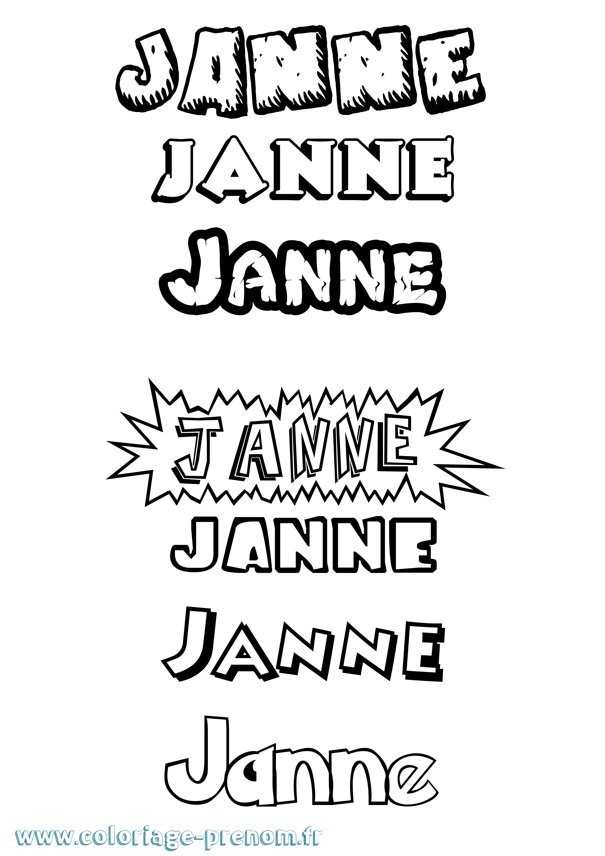 Coloriage prénom Janne Dessin Animé