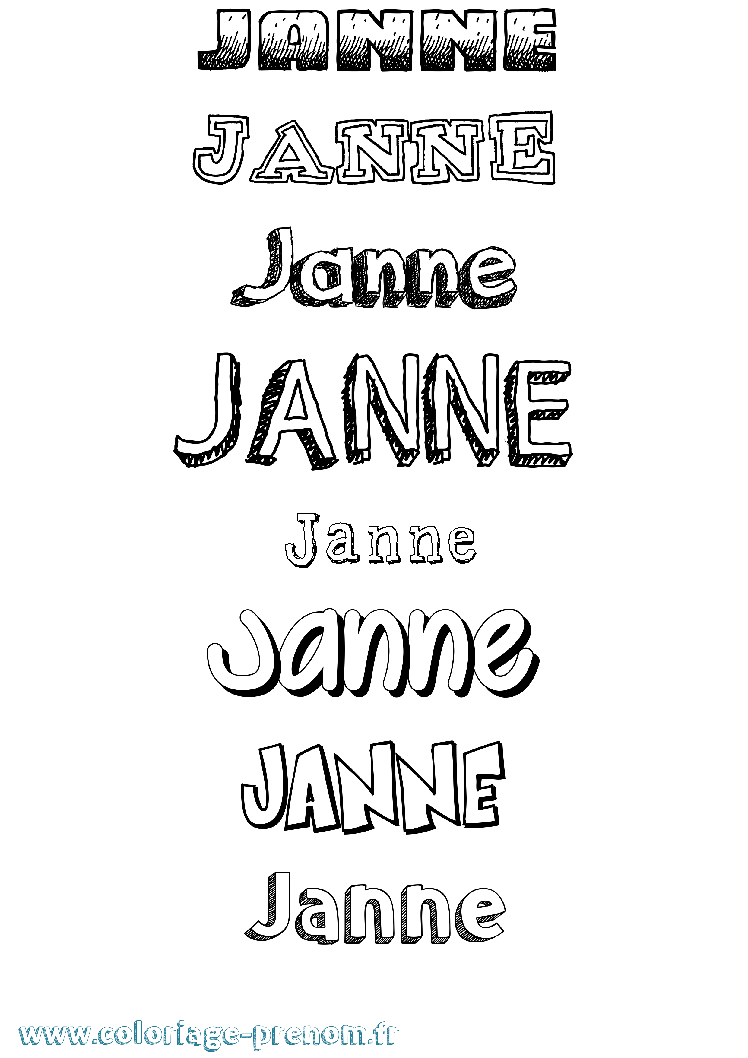 Coloriage prénom Janne Dessiné