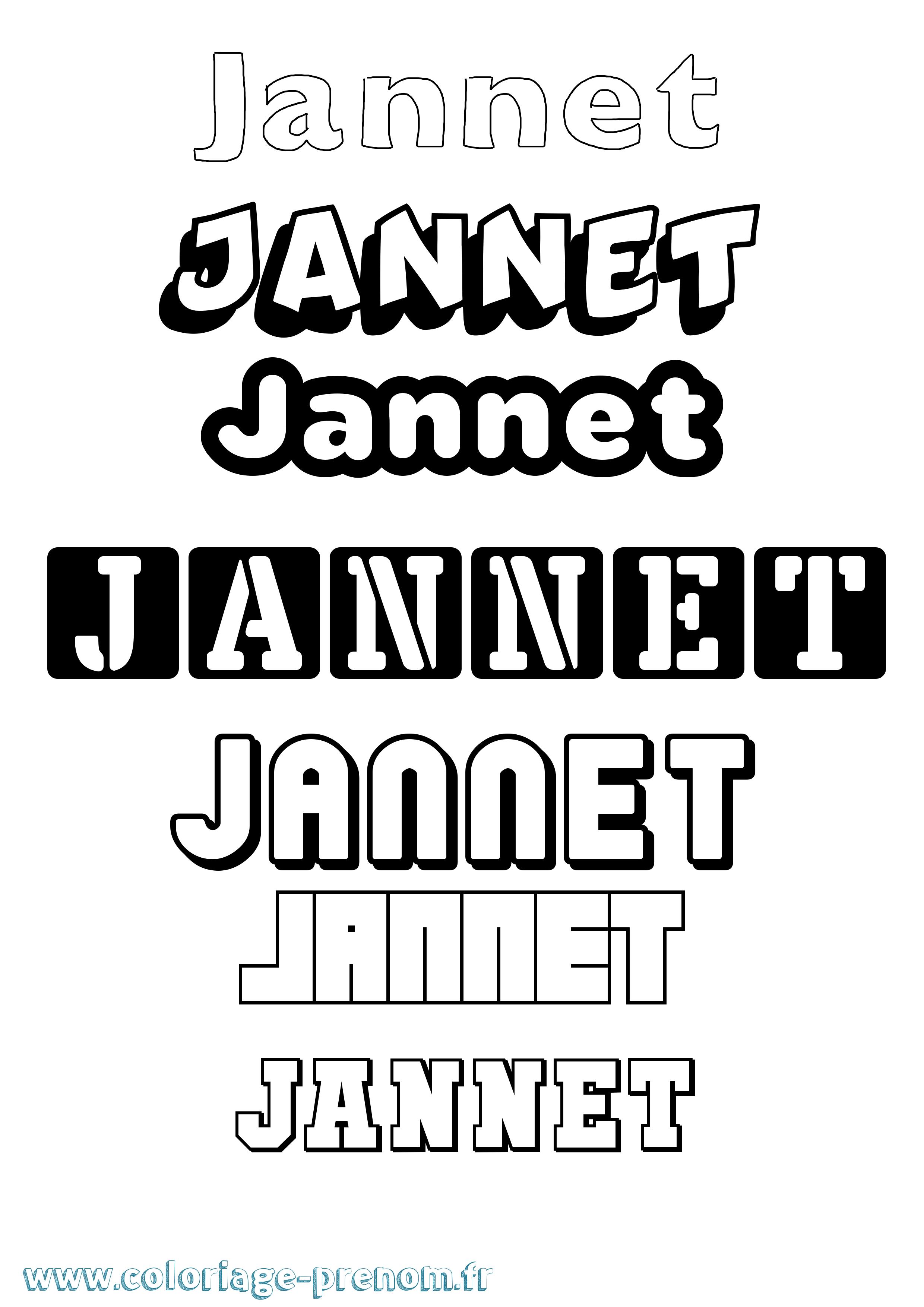 Coloriage du prénom Jannet : à Imprimer ou Télécharger facilement