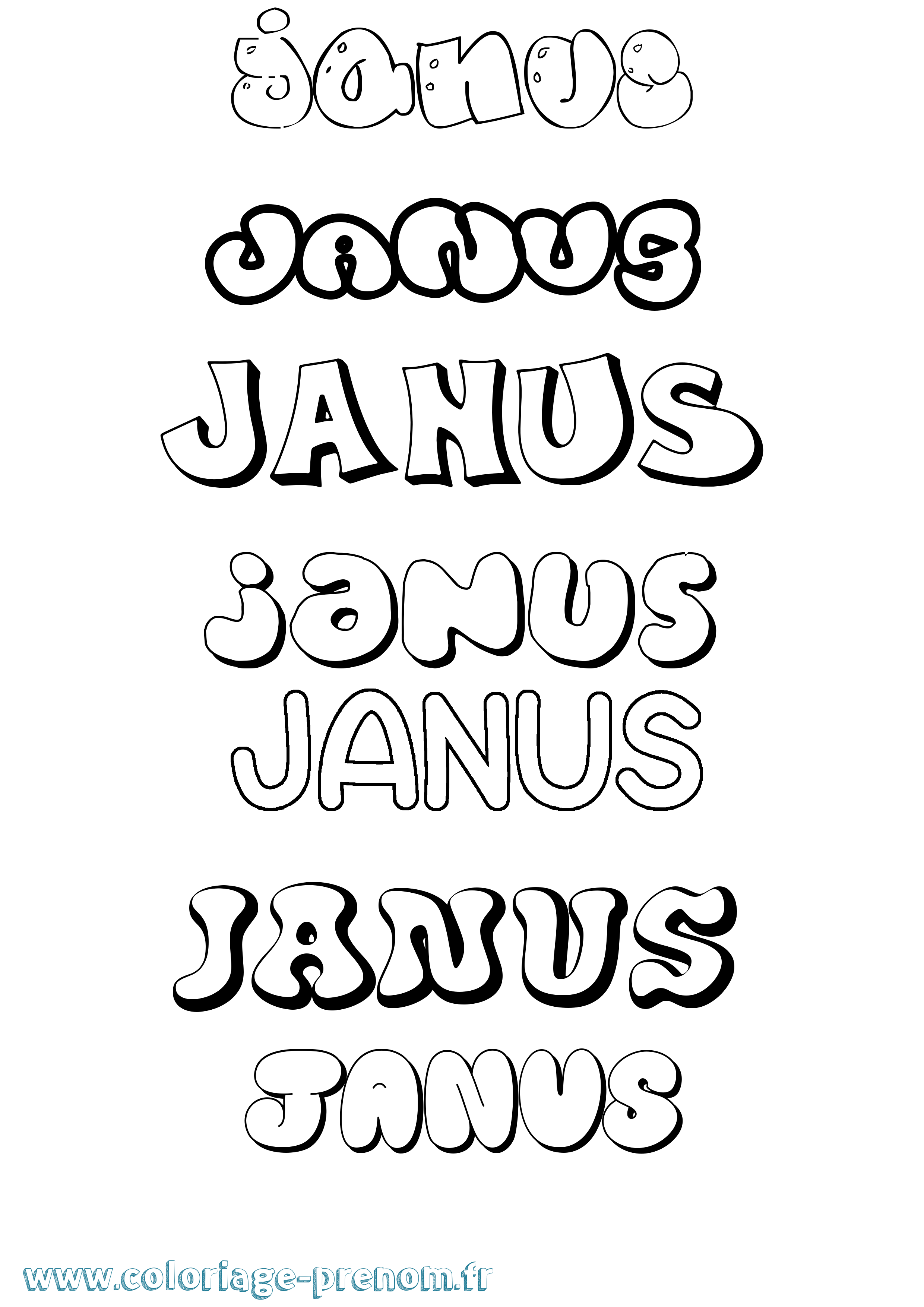 Coloriage prénom Janus Bubble
