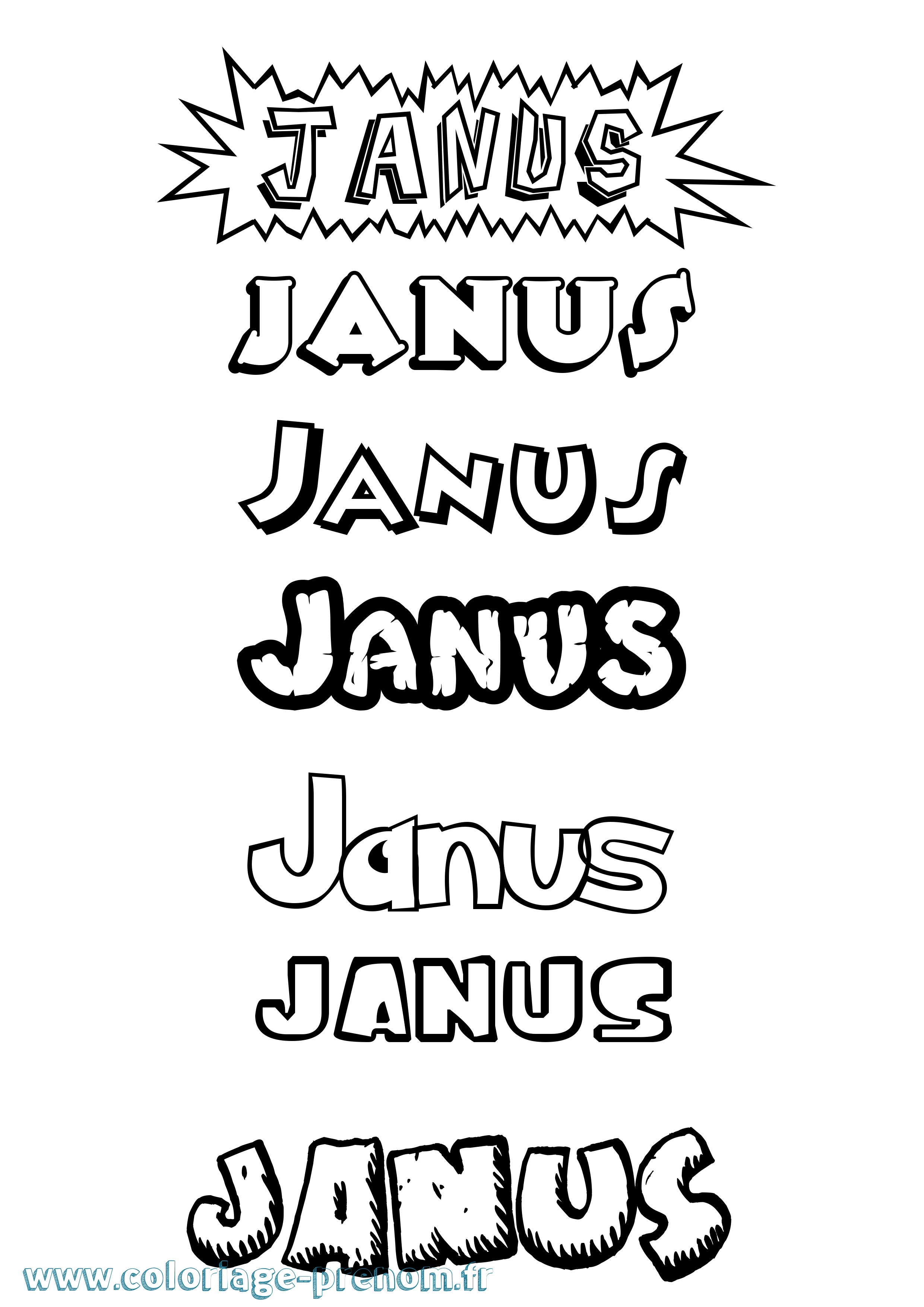 Coloriage prénom Janus Dessin Animé
