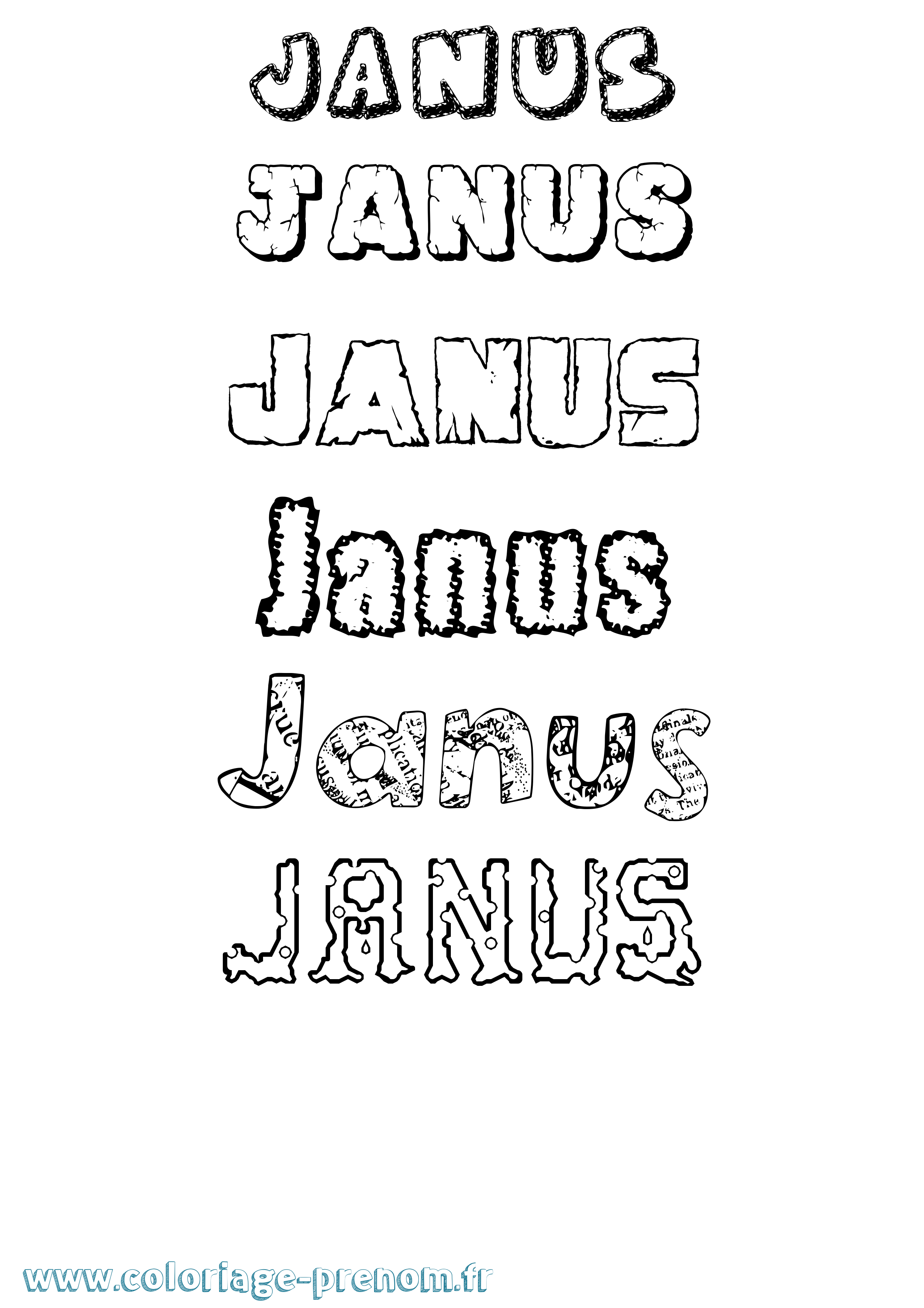 Coloriage prénom Janus Destructuré
