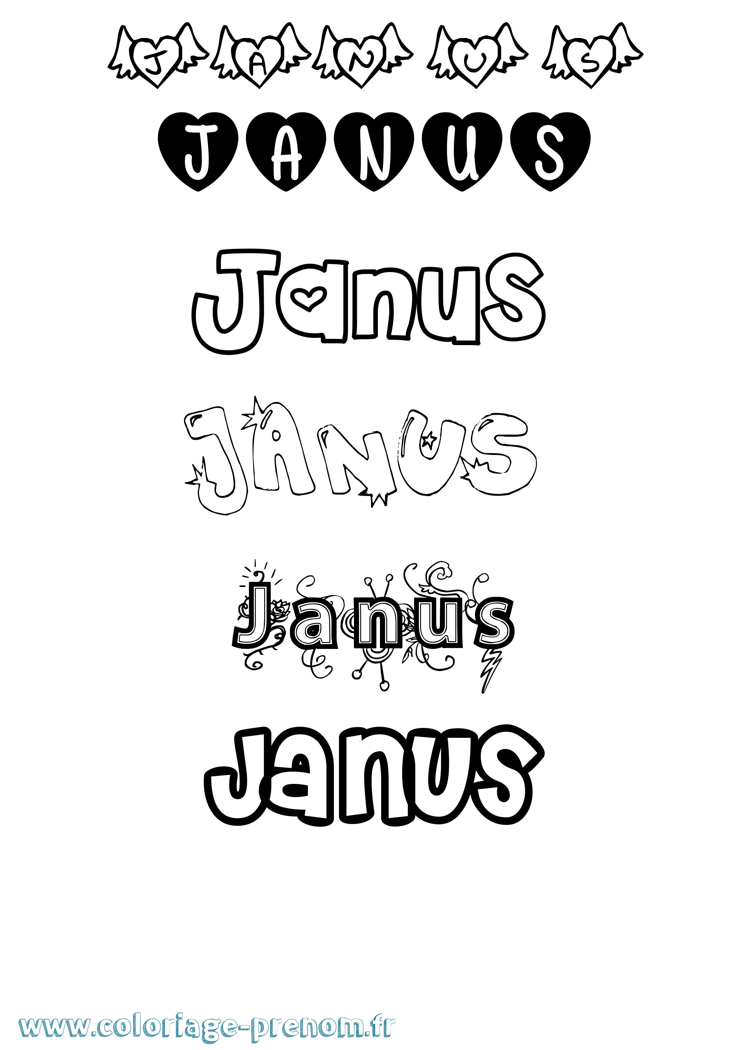 Coloriage prénom Janus Girly