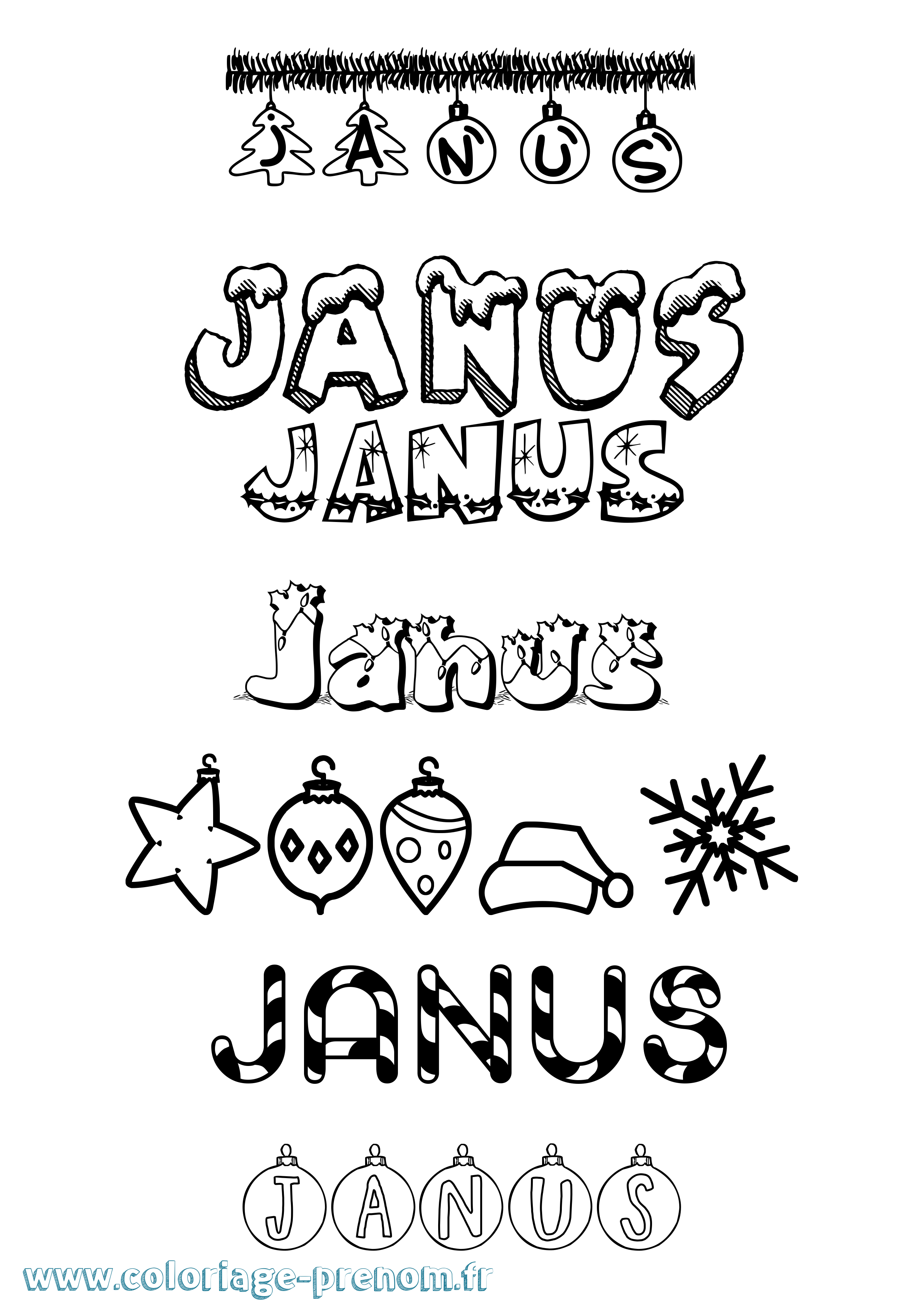 Coloriage prénom Janus Noël