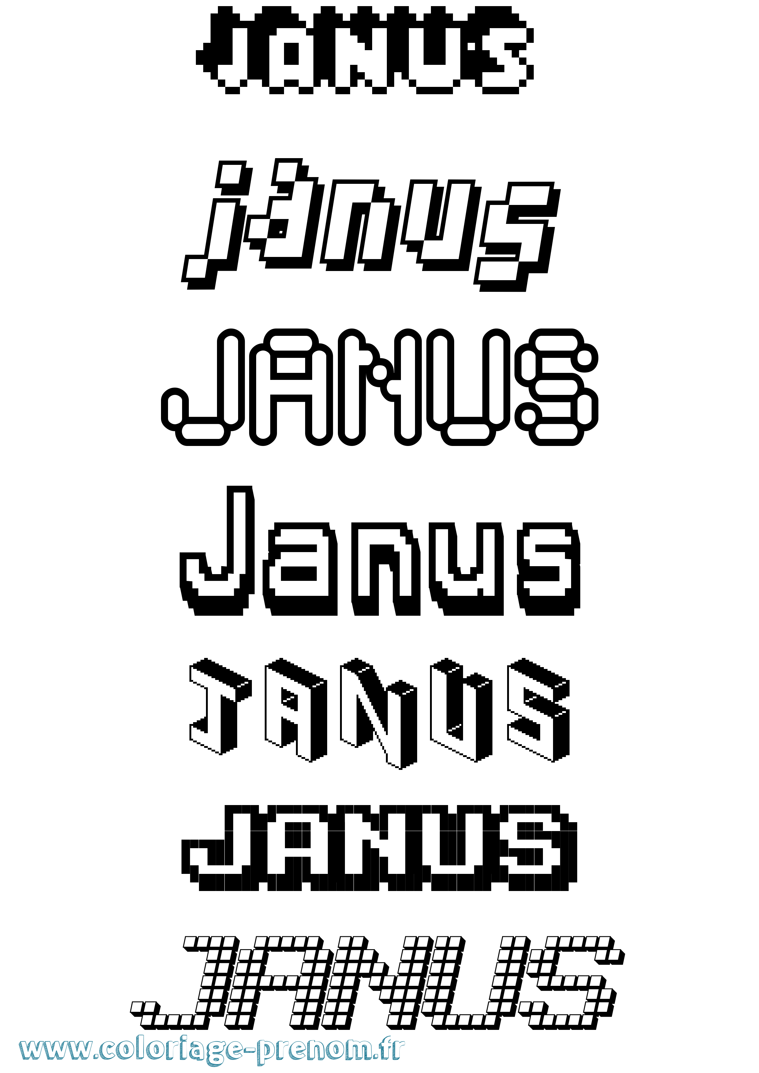 Coloriage prénom Janus Pixel