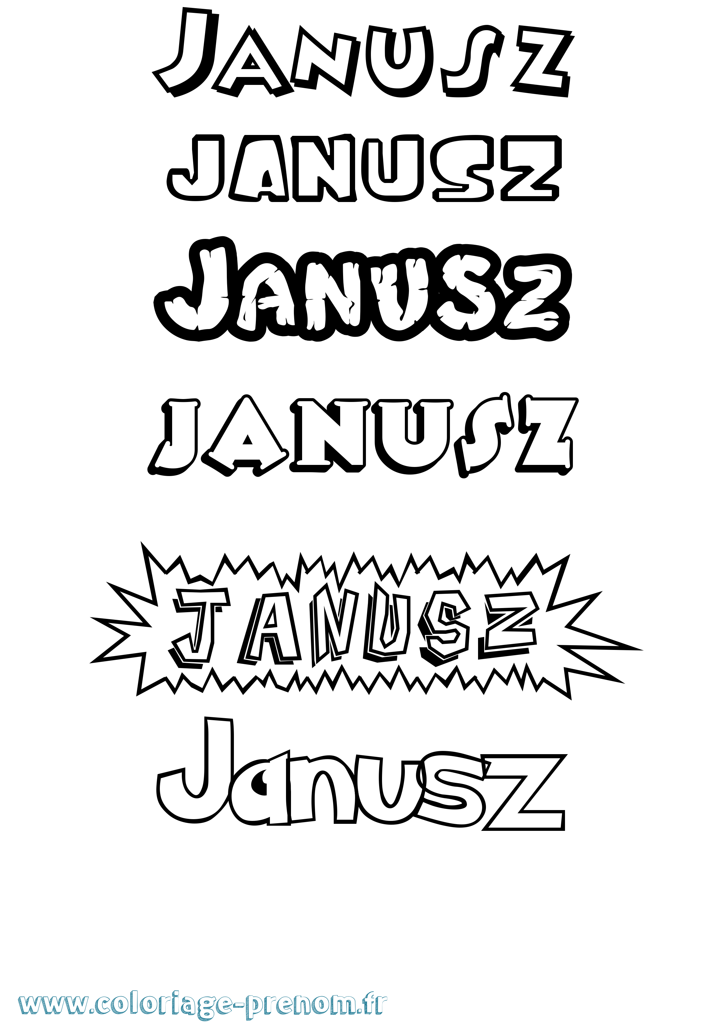 Coloriage Janusz Dessin Animé Coloriage prénom Janusz Dessin Animé