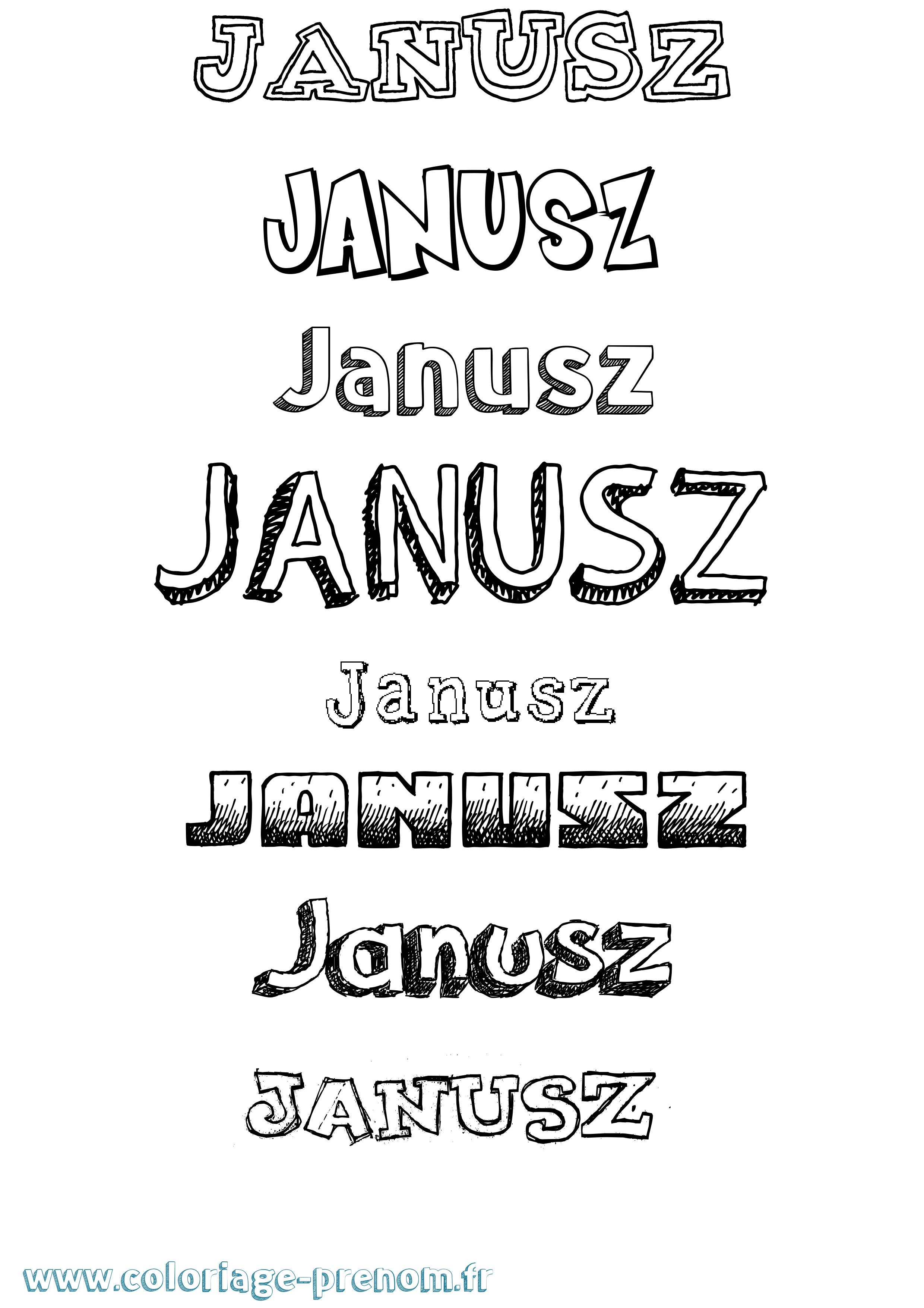 Coloriage Janusz Dessiné Coloriage prénom Janusz Dessiné