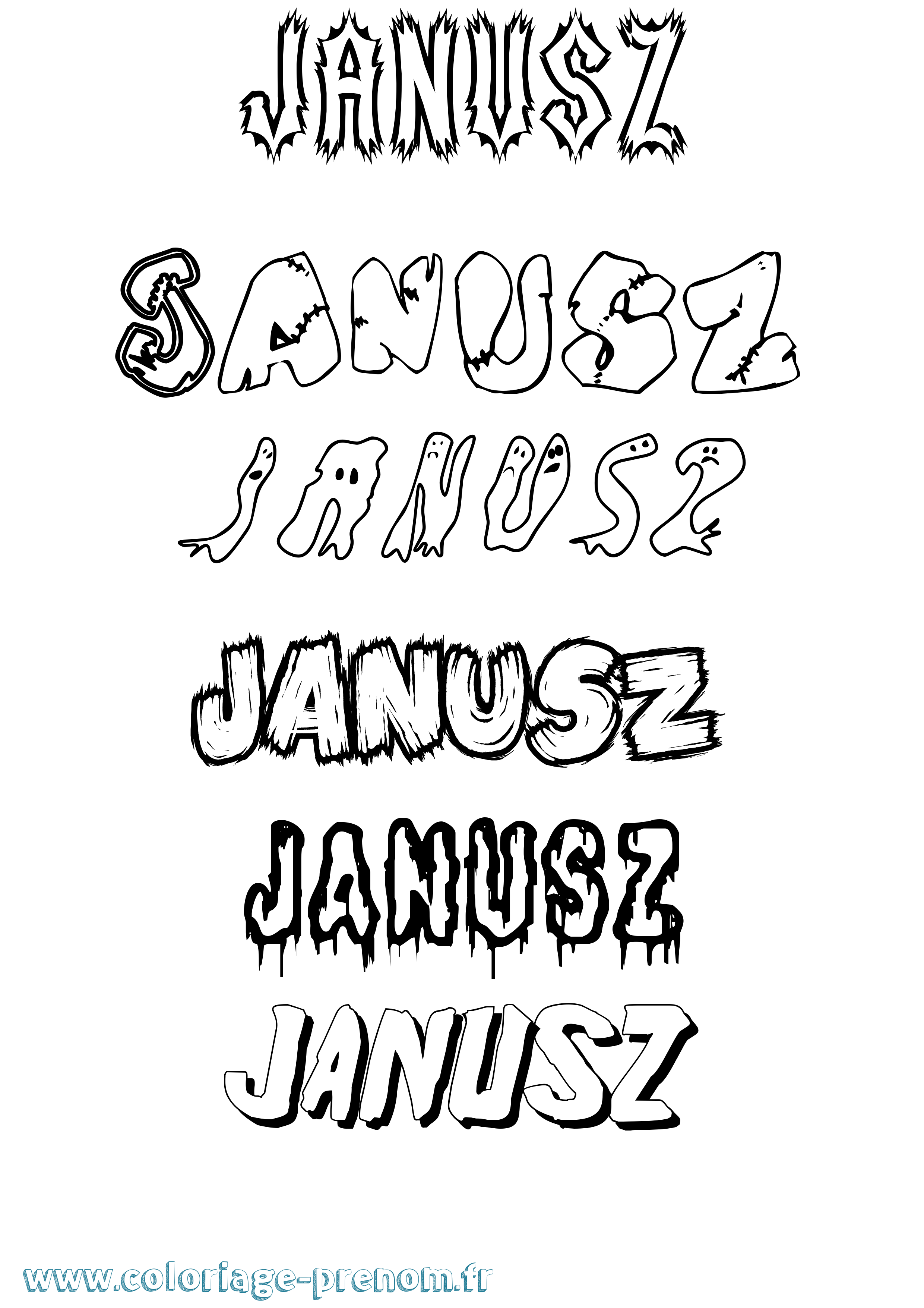 Coloriage prénom Janusz Frisson