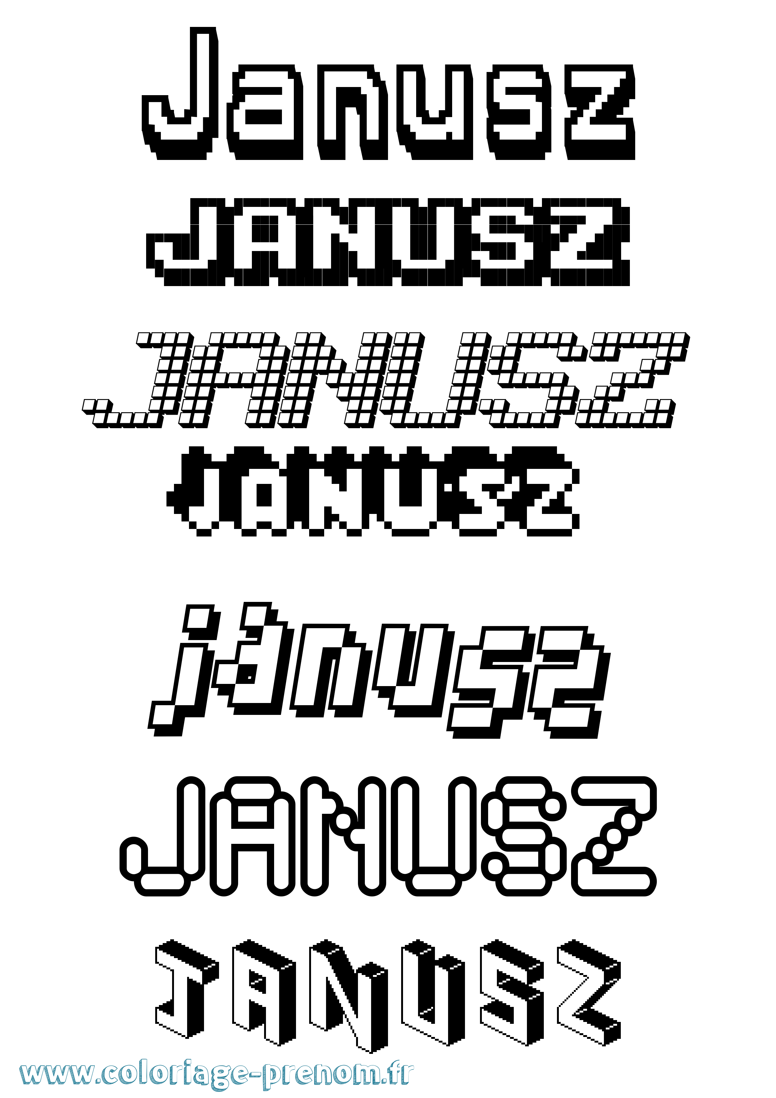 Coloriage Janusz Pixel Coloriage prénom Janusz Pixel