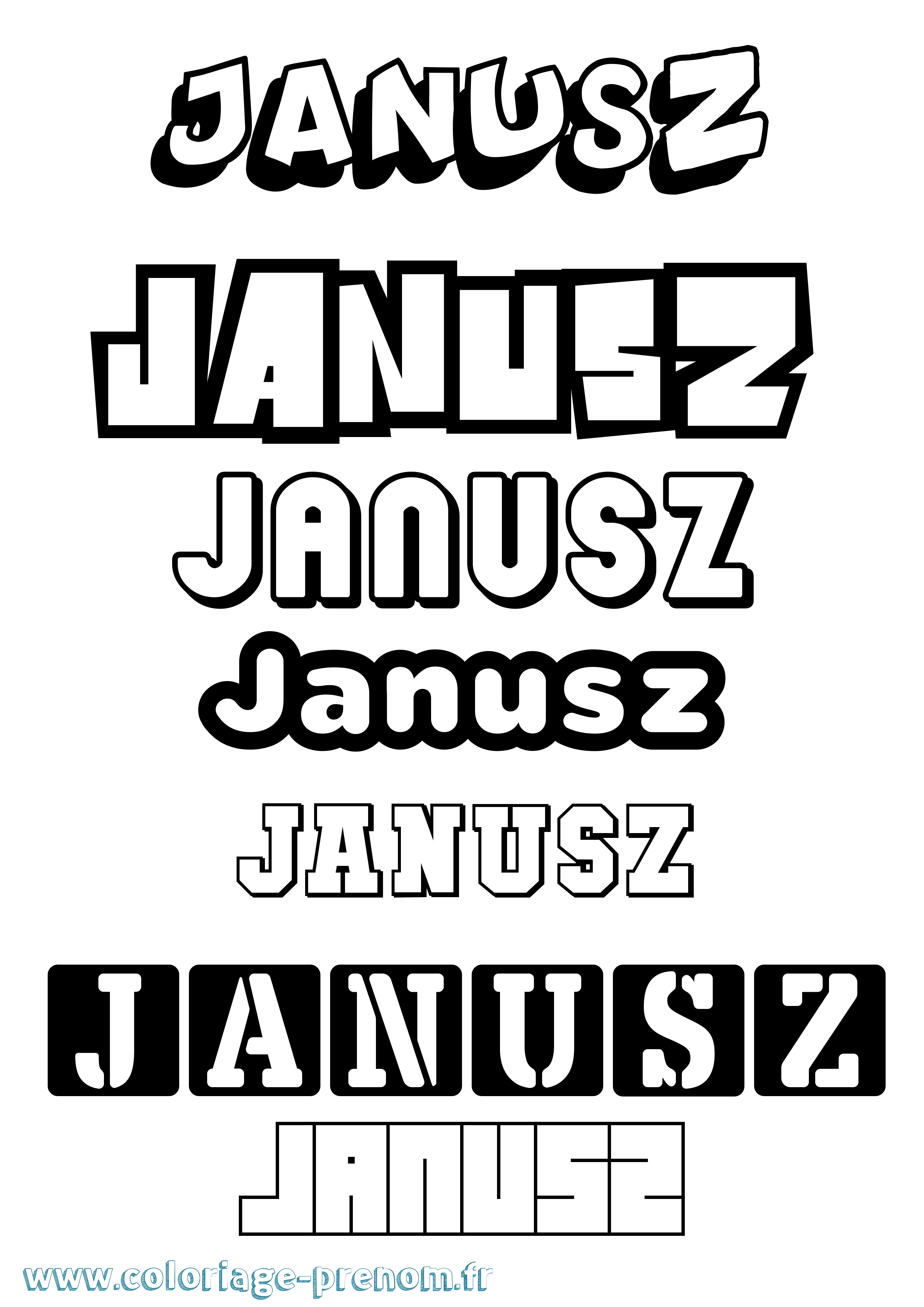 Coloriage Janusz Simple Coloriage prénom Janusz Simple
