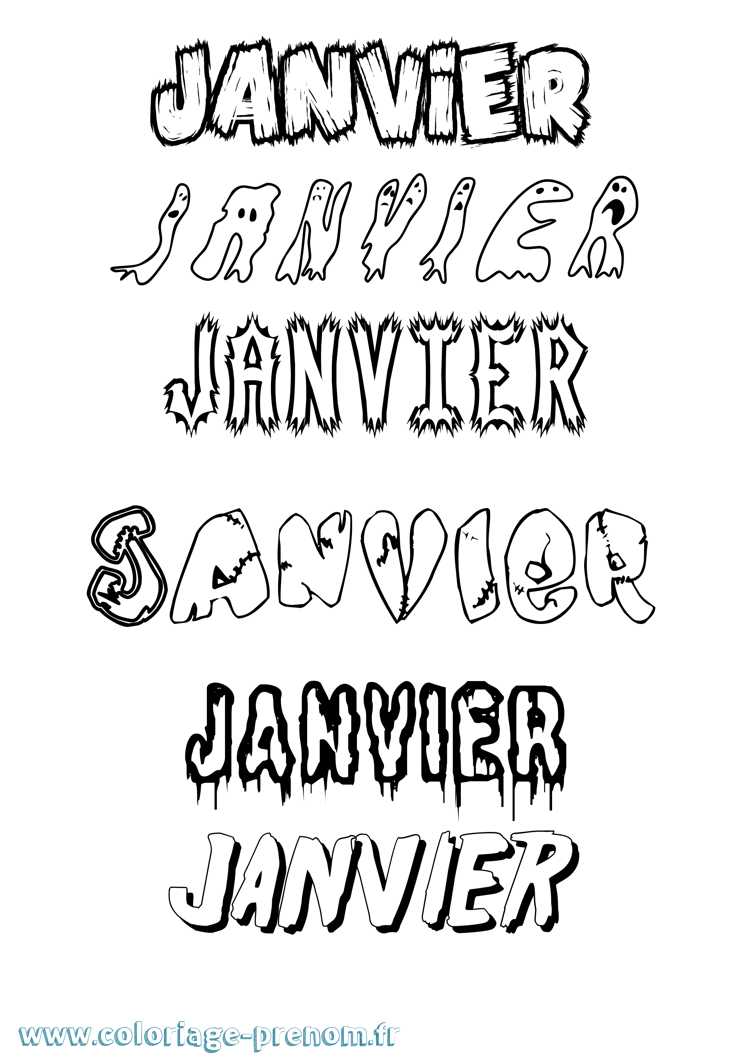 Coloriage prénom Janvier Frisson