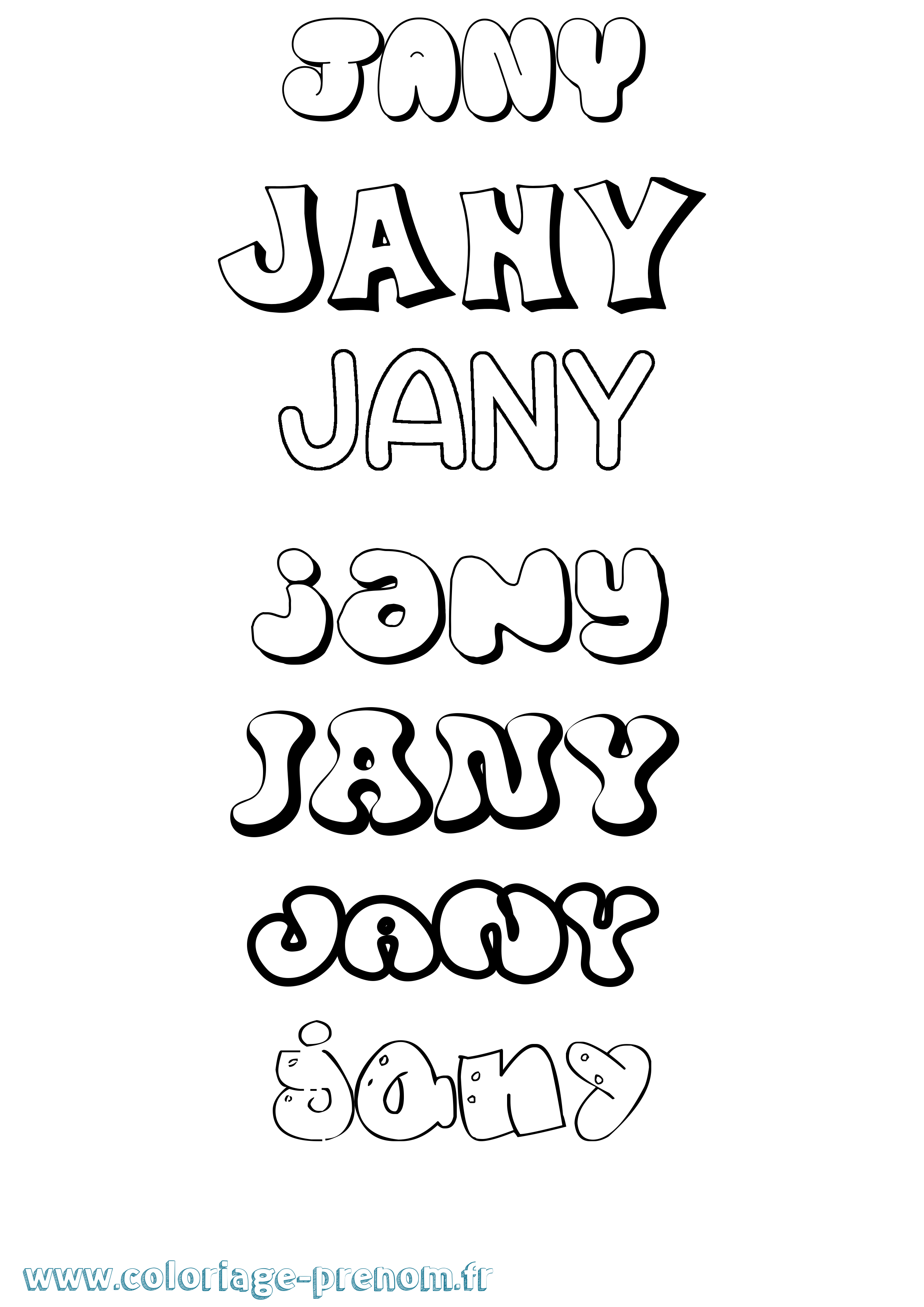 Coloriage prénom Jany Bubble