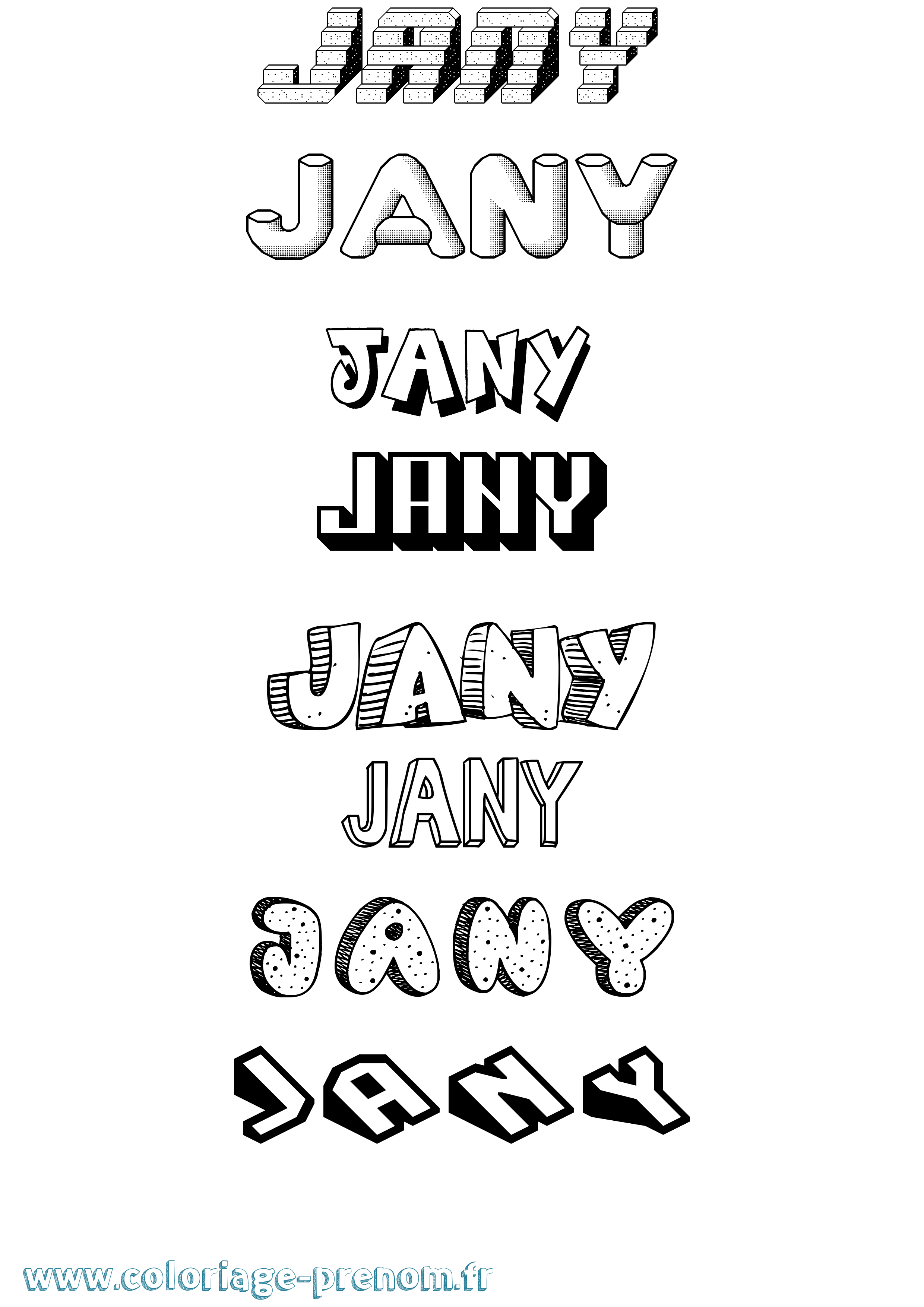 Coloriage prénom Jany Effet 3D
