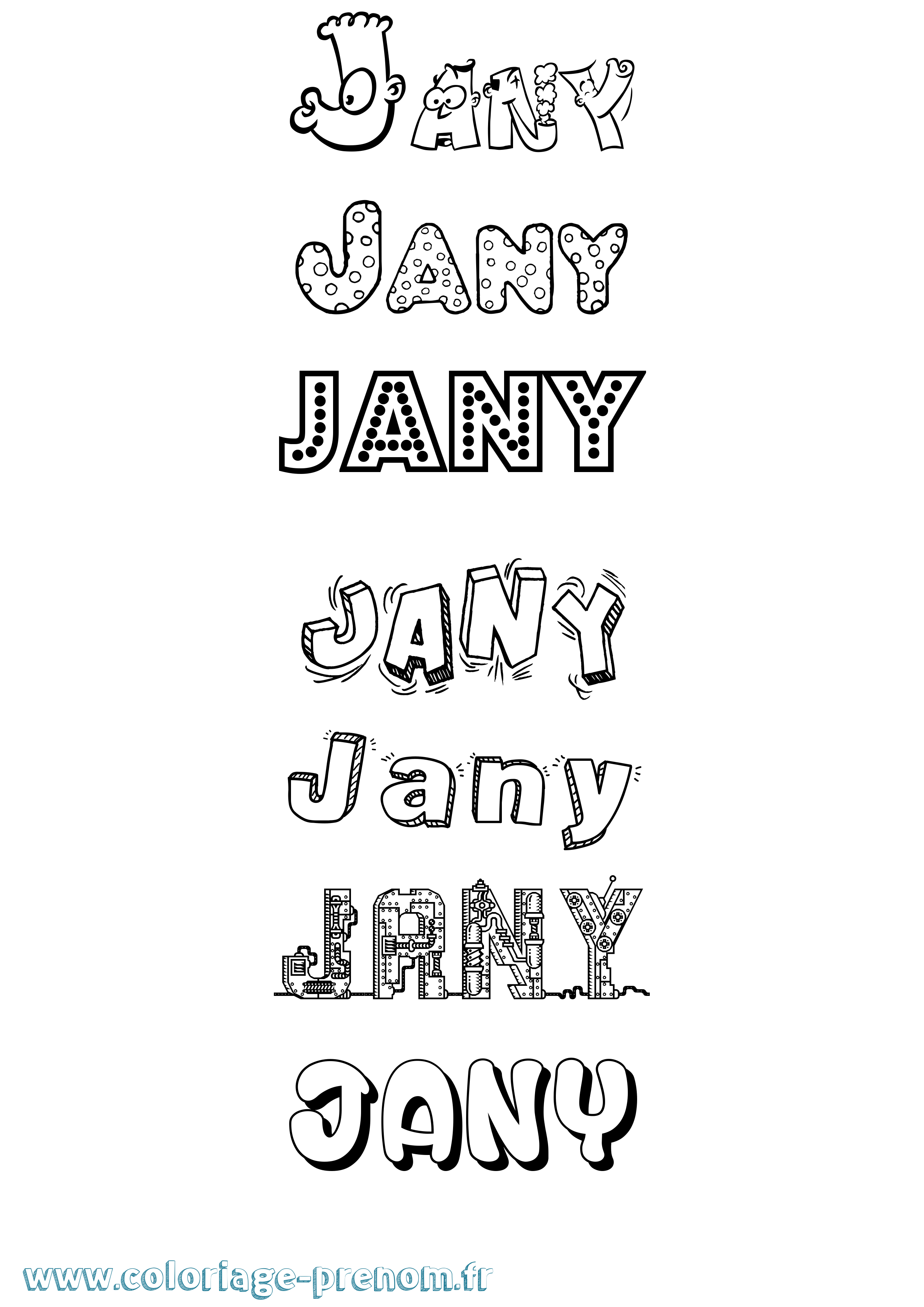 Coloriage prénom Jany Fun