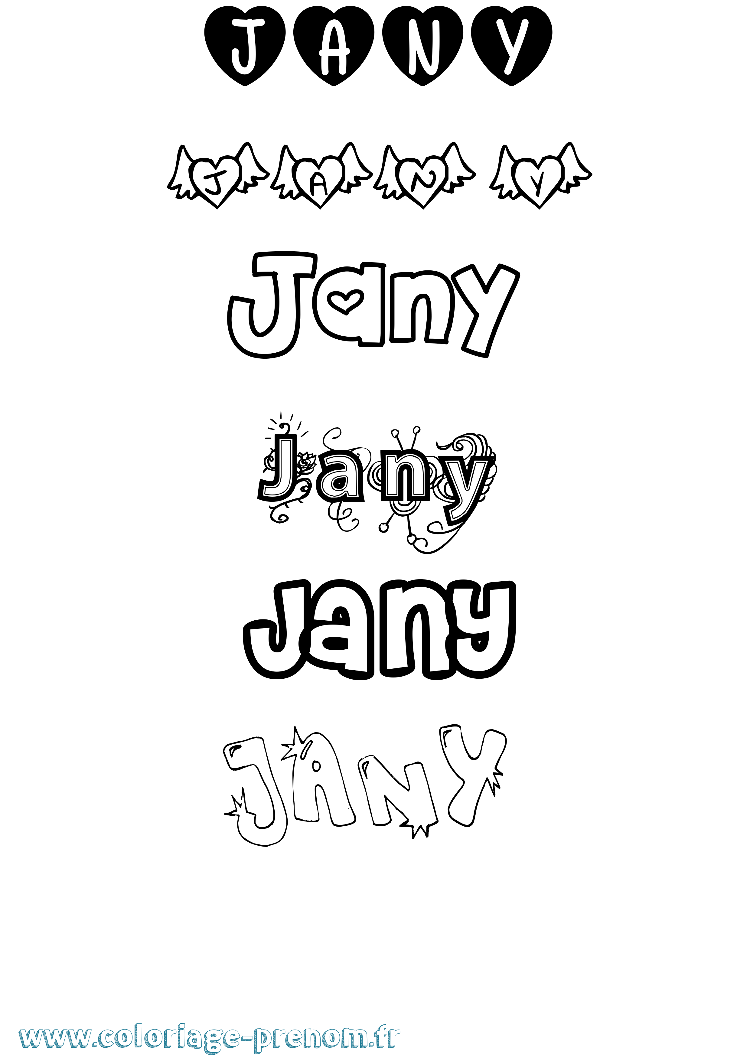 Coloriage prénom Jany Girly