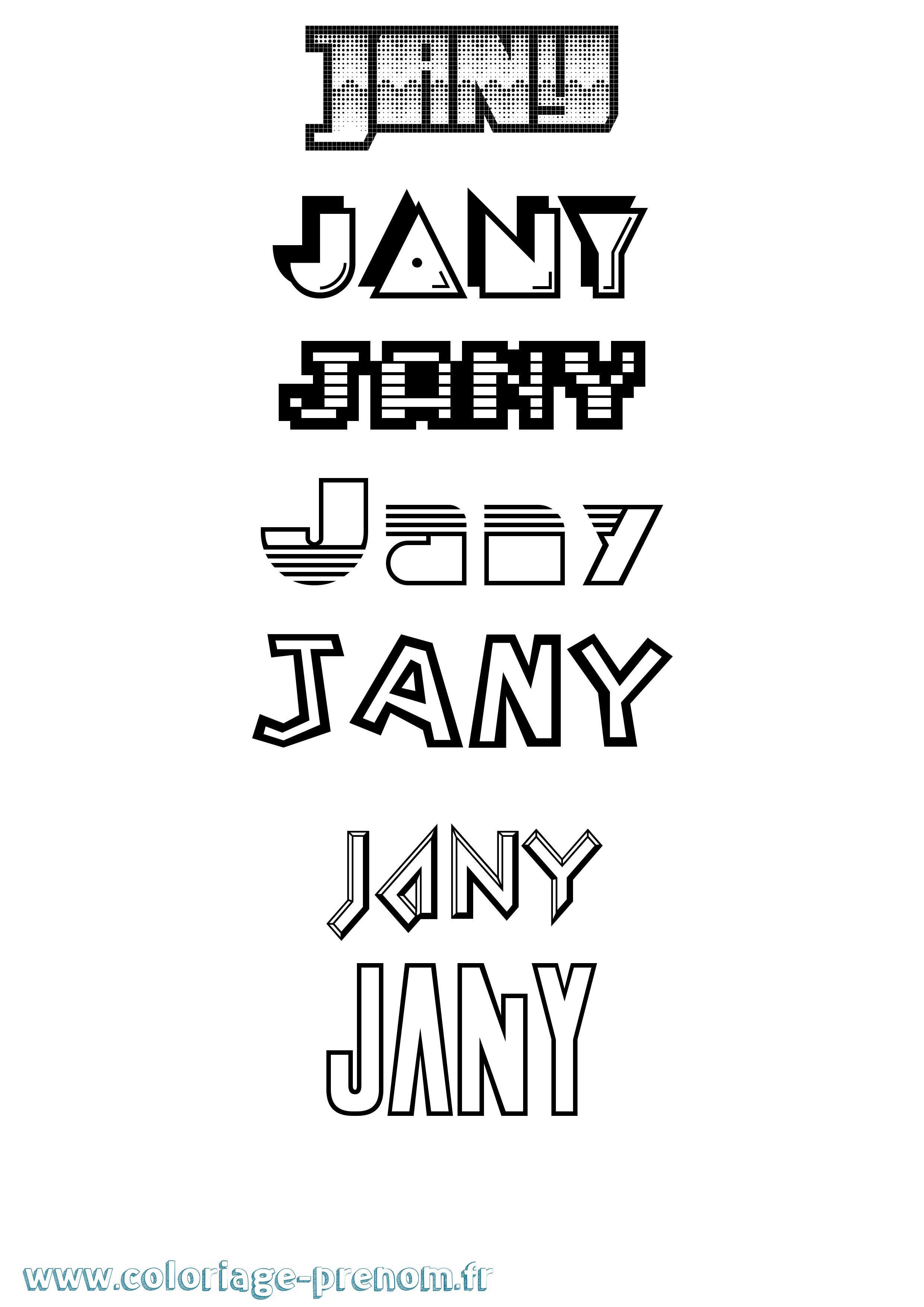 Coloriage prénom Jany Jeux Vidéos