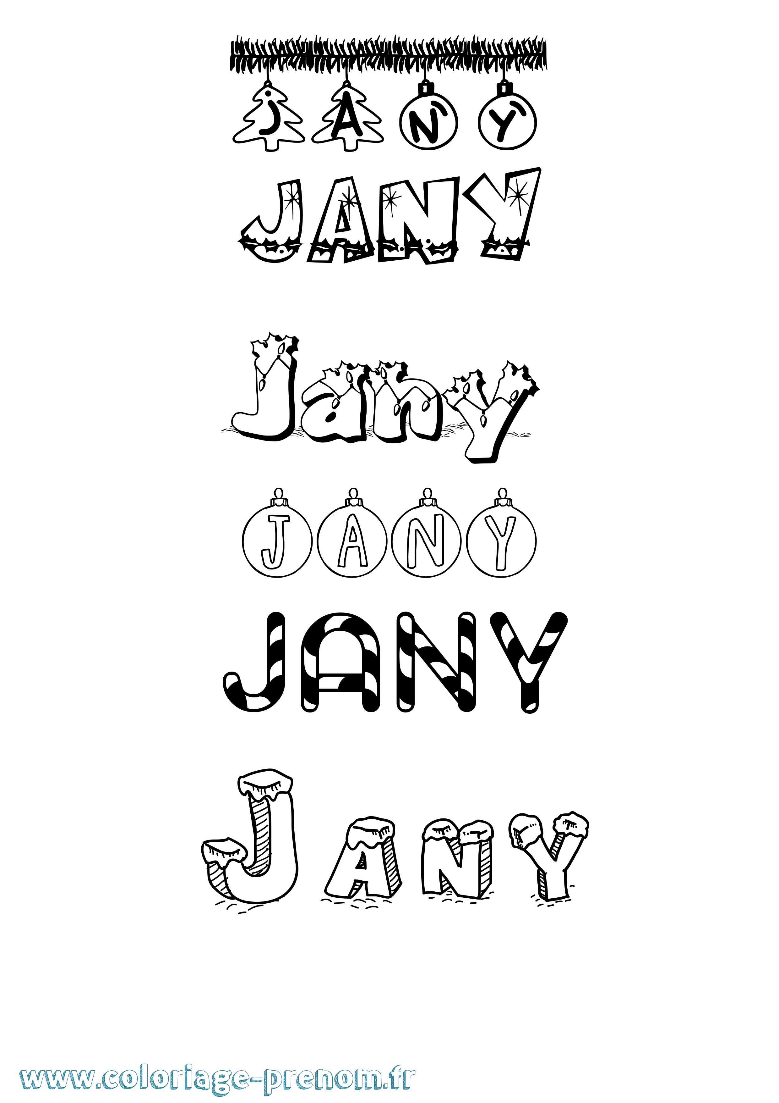 Coloriage prénom Jany Noël