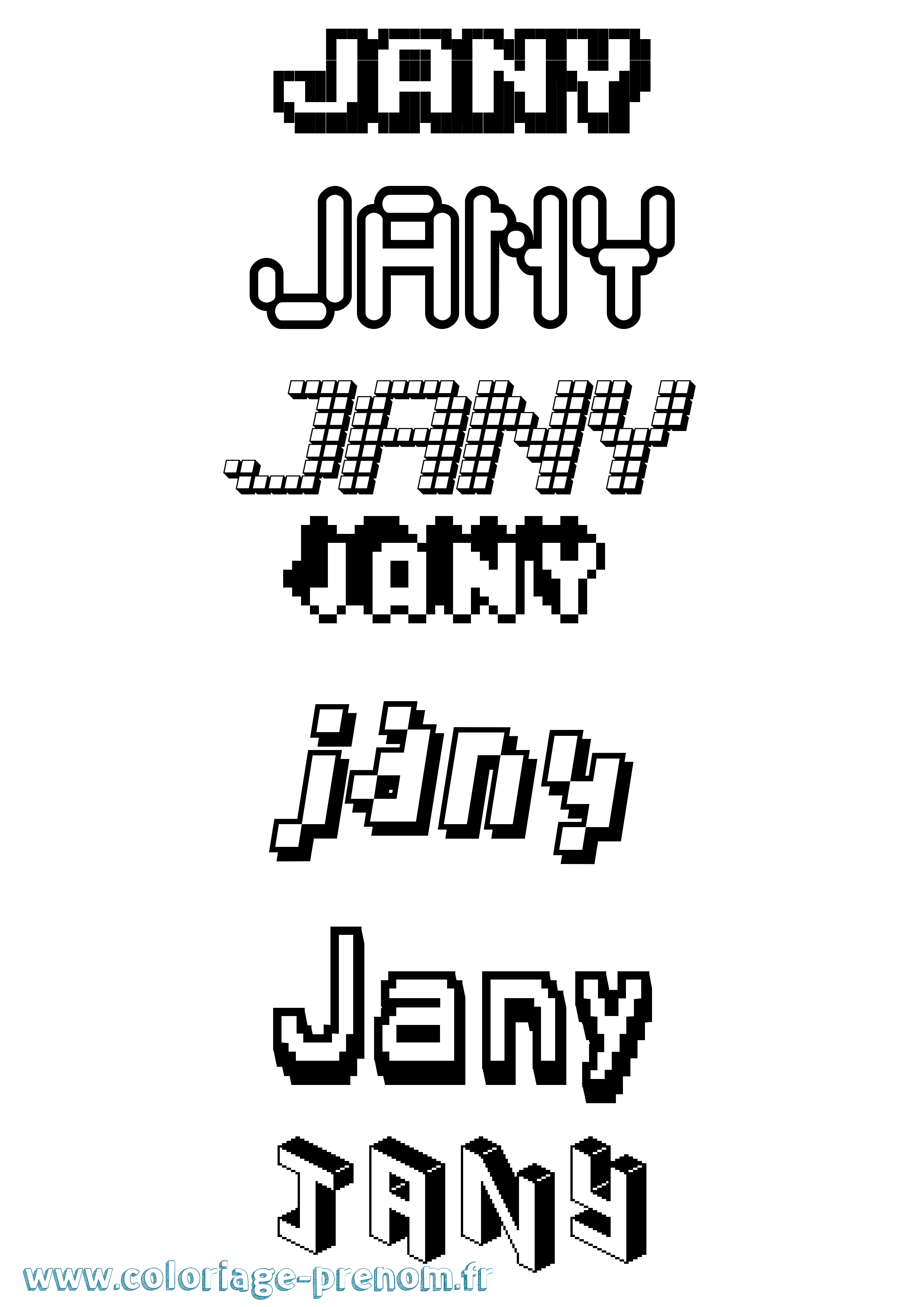Coloriage prénom Jany Pixel
