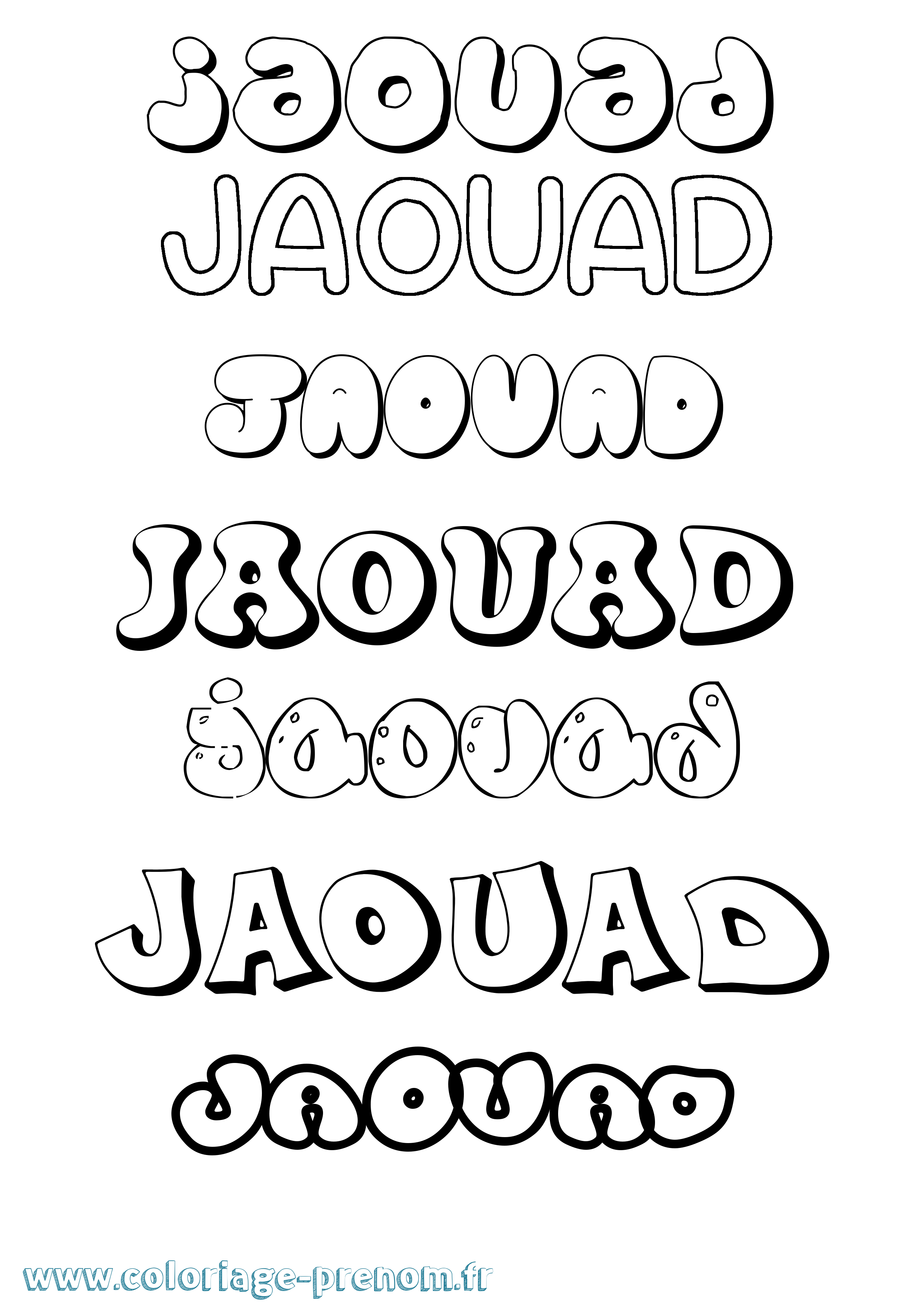 Coloriage prénom Jaouad Bubble
