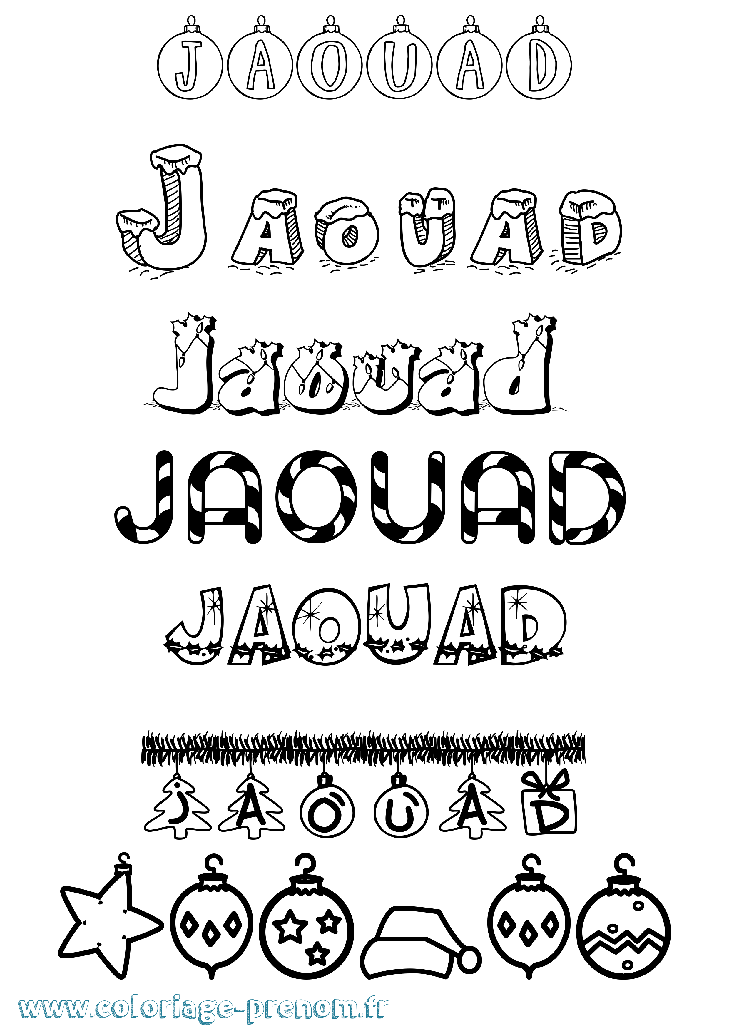 Coloriage prénom Jaouad Noël