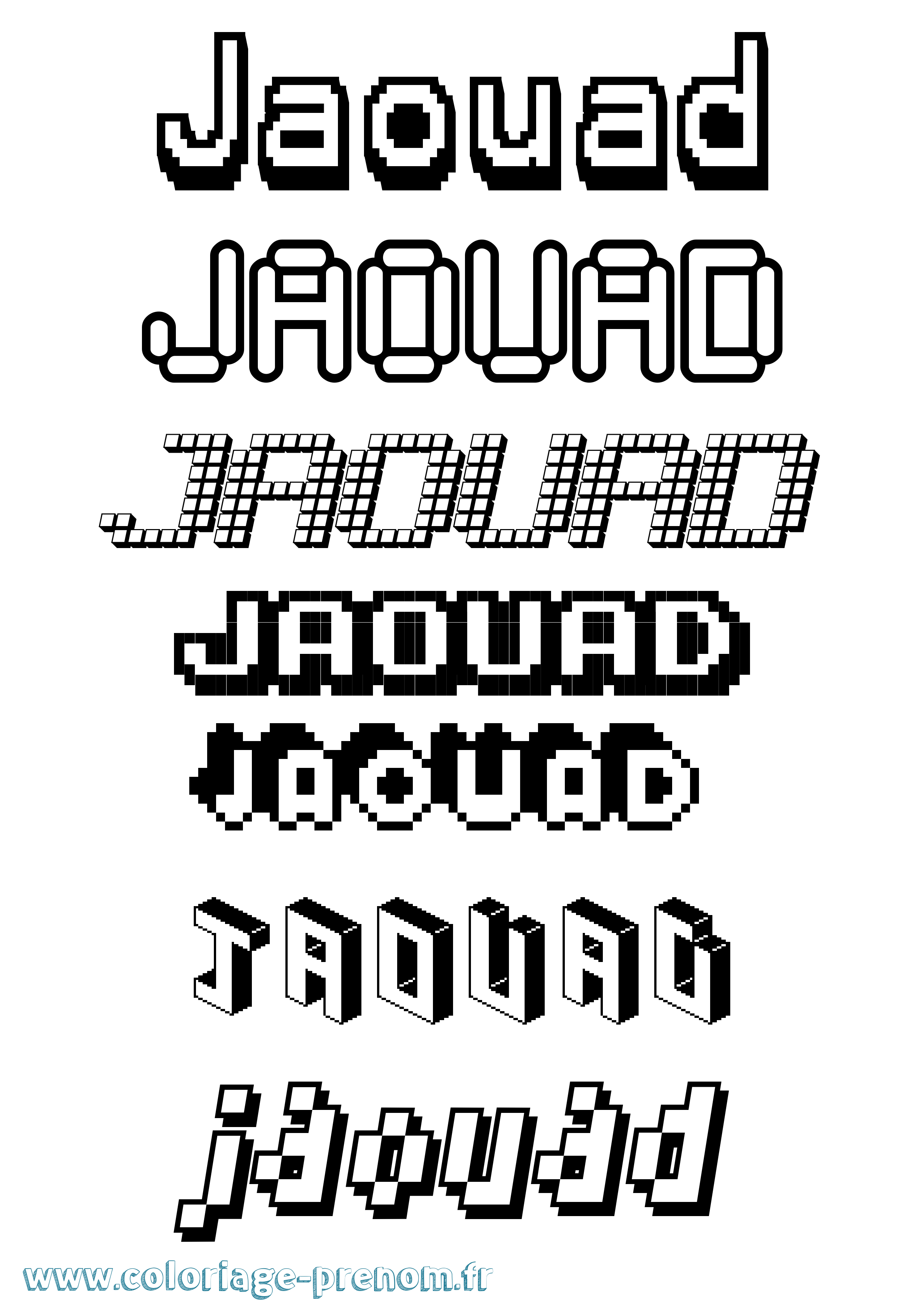 Coloriage prénom Jaouad Pixel