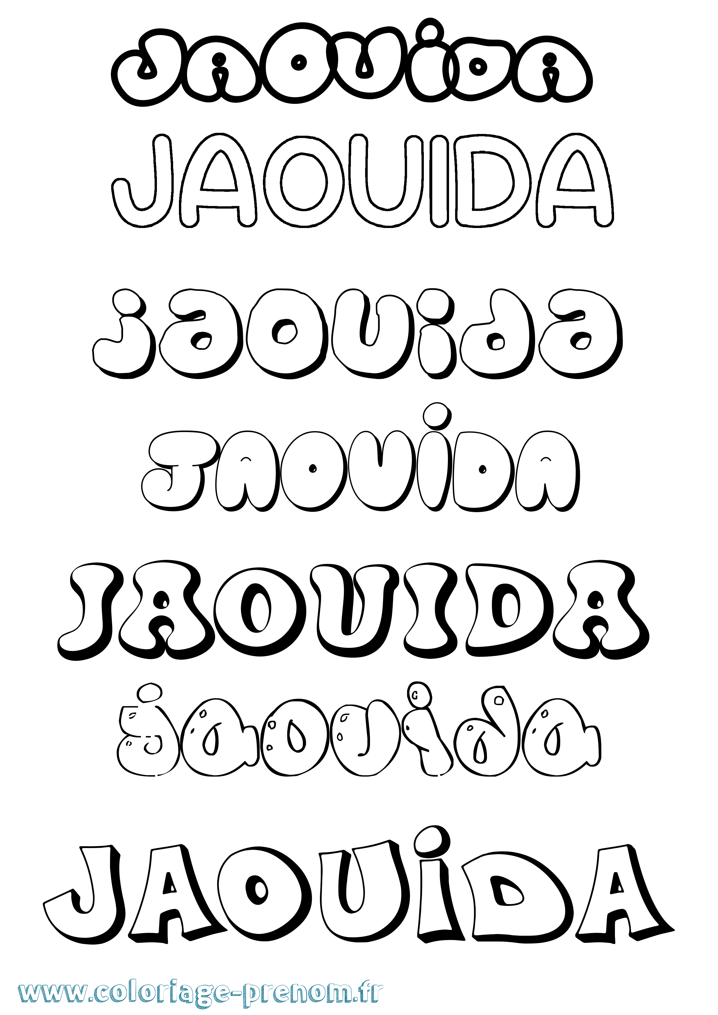 Coloriage Jaouida Bubble Coloriage prénom Jaouida Bubble