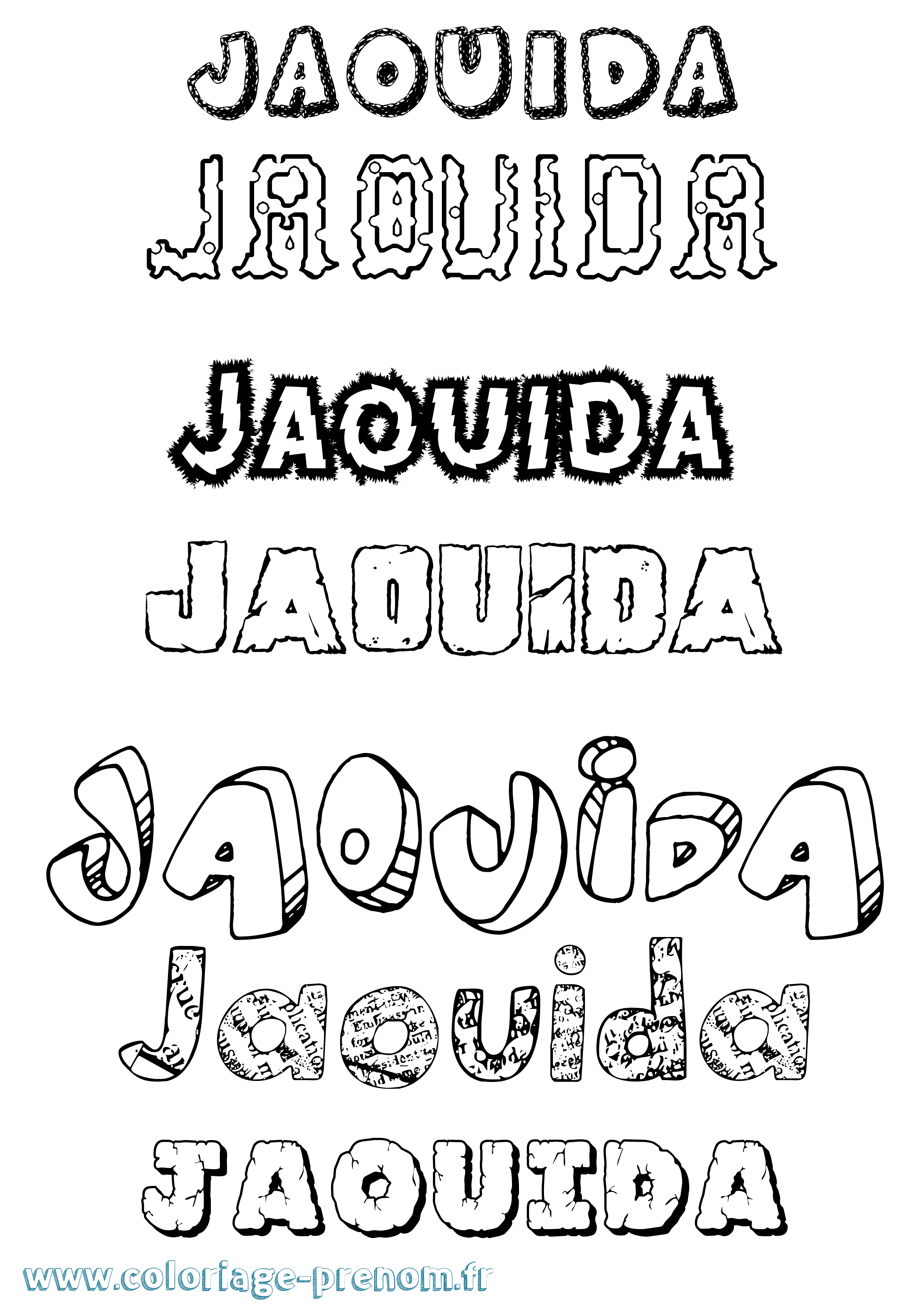 Coloriage Jaouida Destructuré Coloriage prénom Jaouida Destructuré
