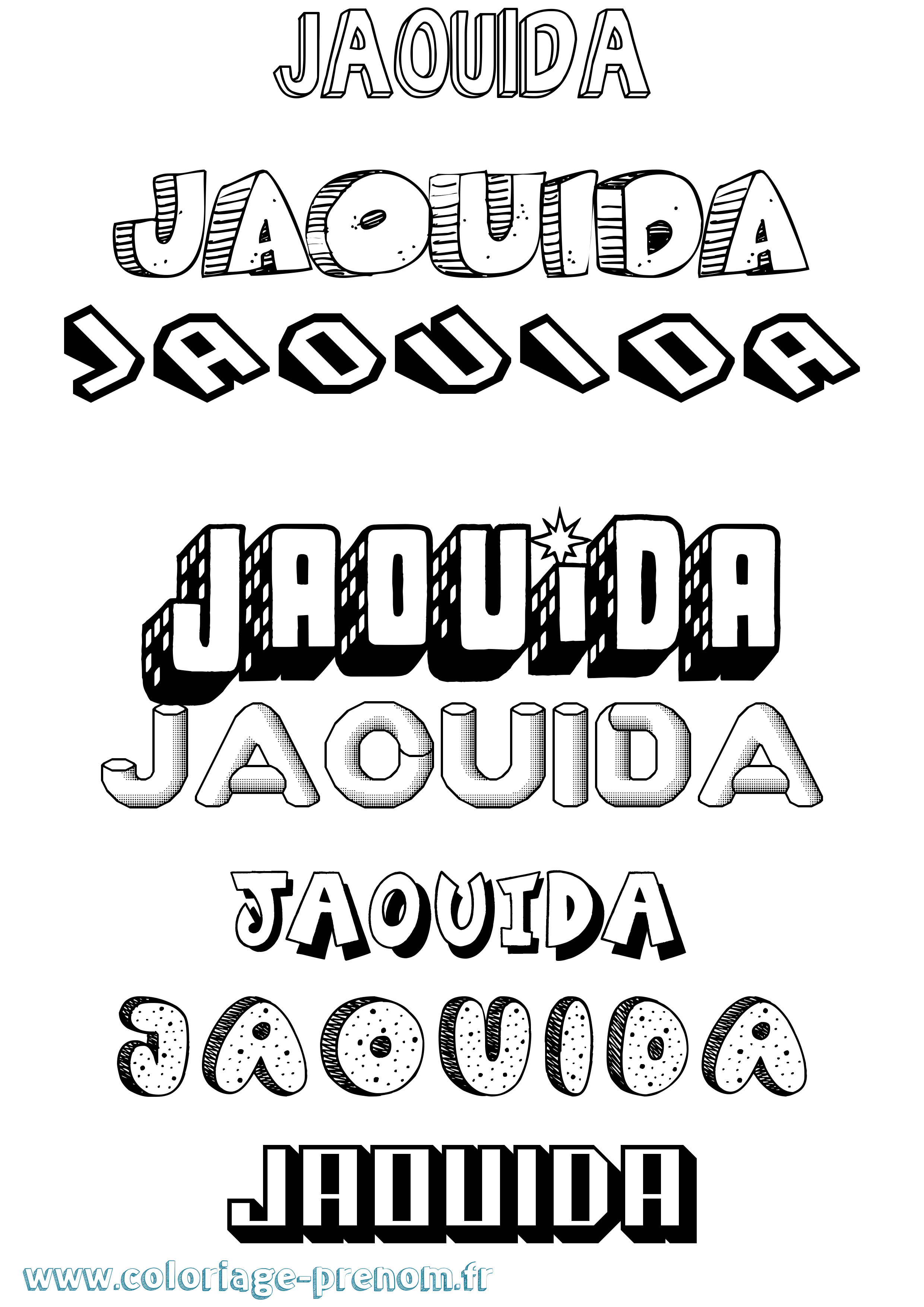 Coloriage Jaouida Effet 3D Coloriage prénom Jaouida Effet 3D