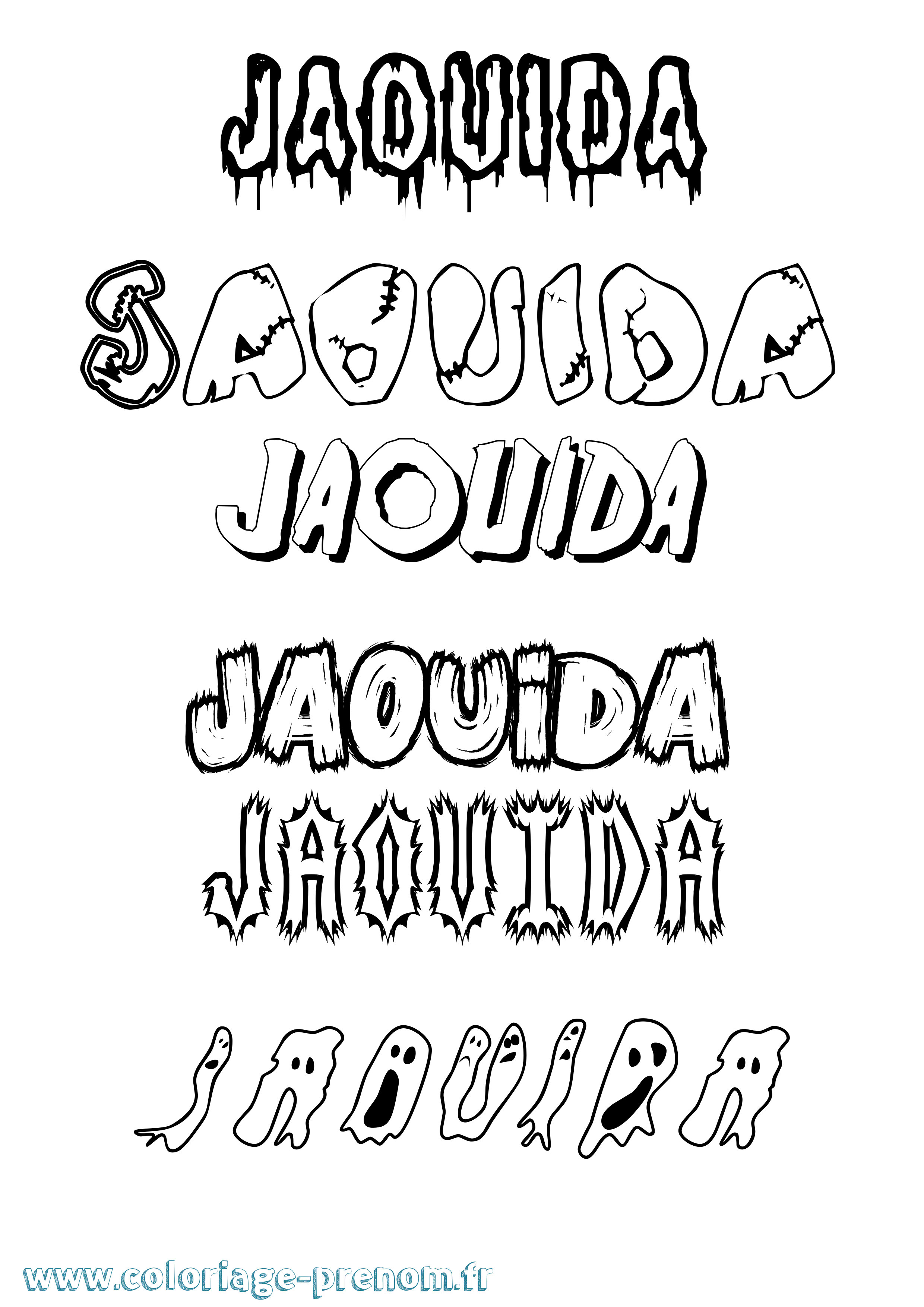 Coloriage Jaouida Frisson Coloriage prénom Jaouida Frisson