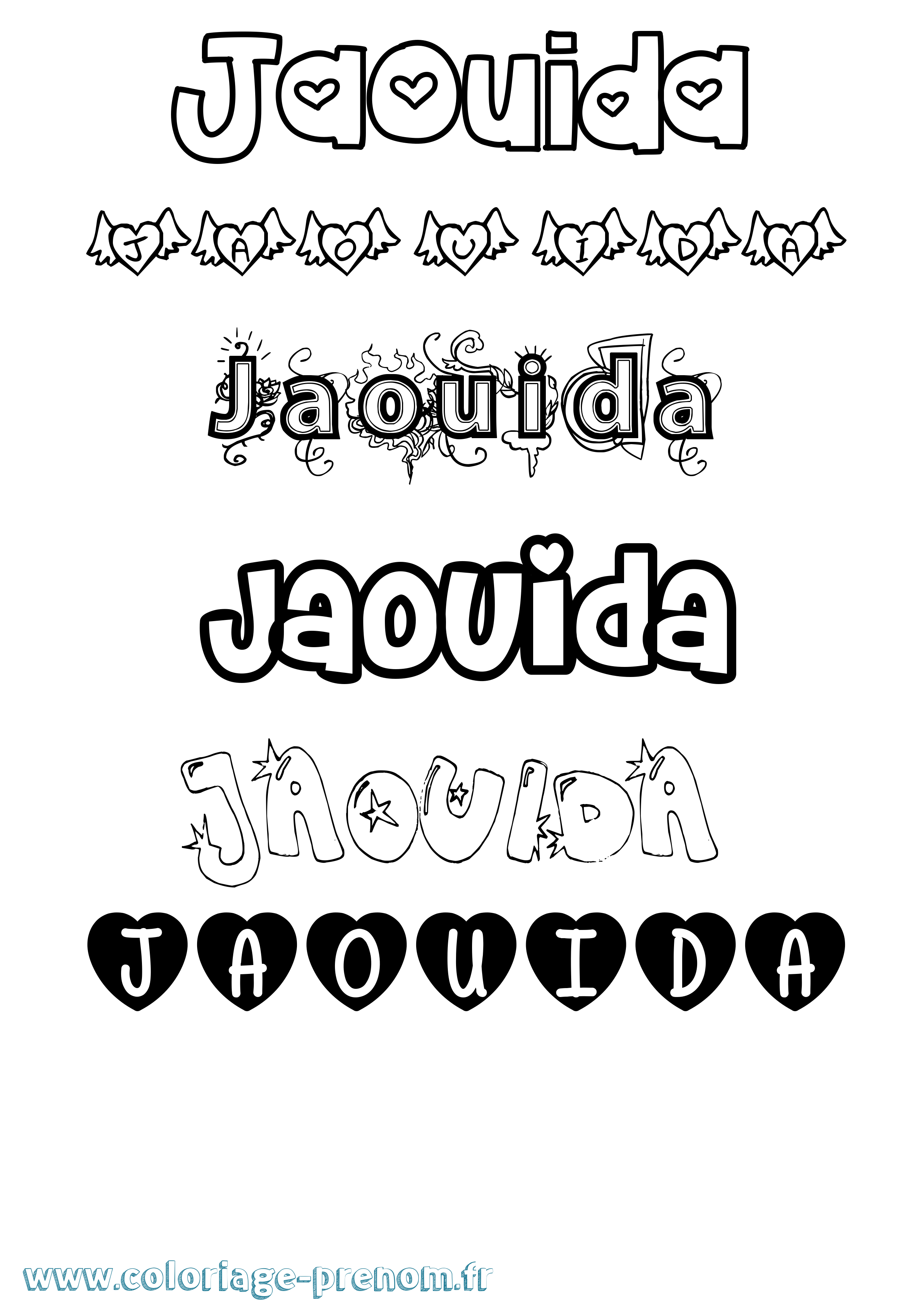 Coloriage Jaouida Girly Coloriage prénom Jaouida Girly