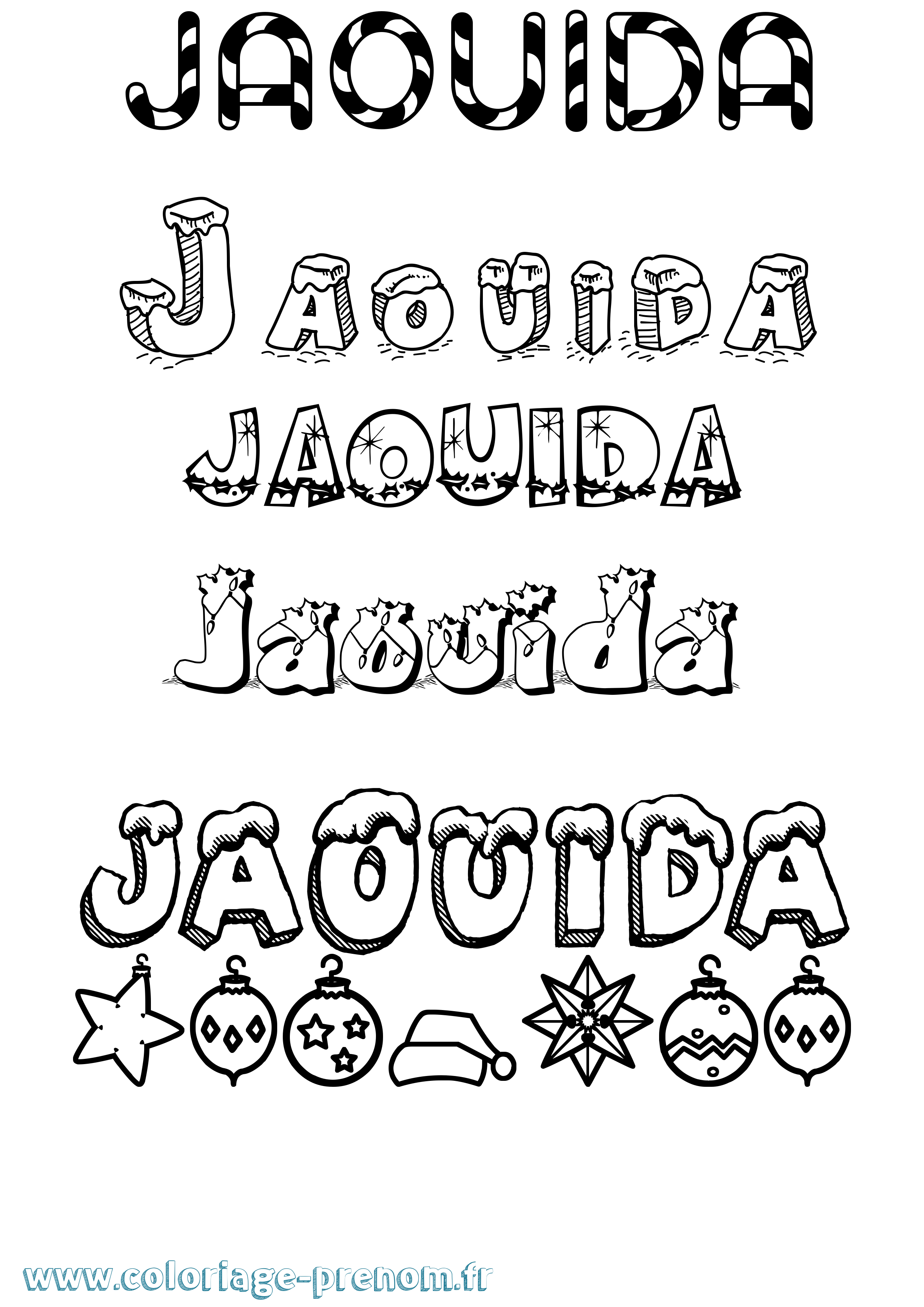 Coloriage Jaouida Noël Coloriage prénom Jaouida Noël