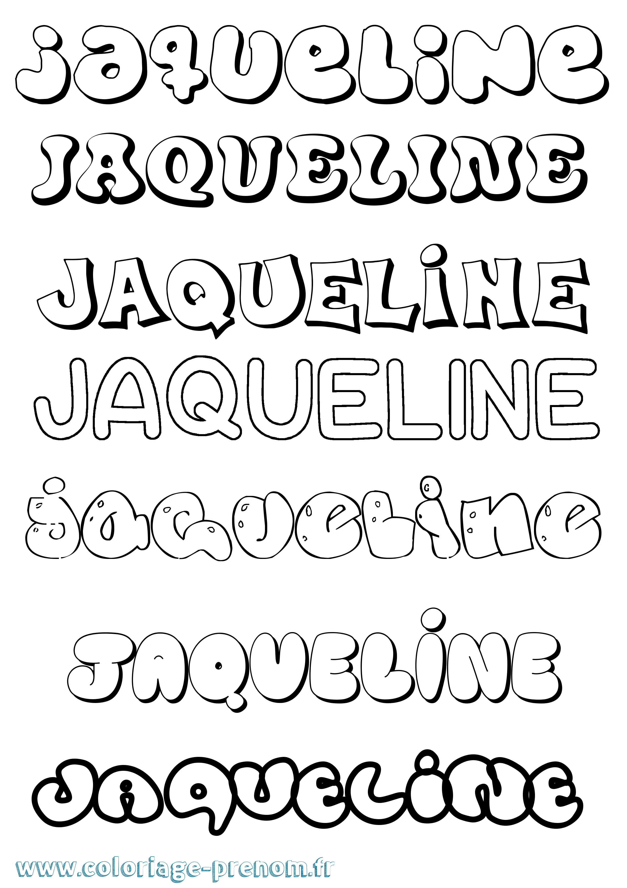 Coloriage prénom Jaqueline Bubble