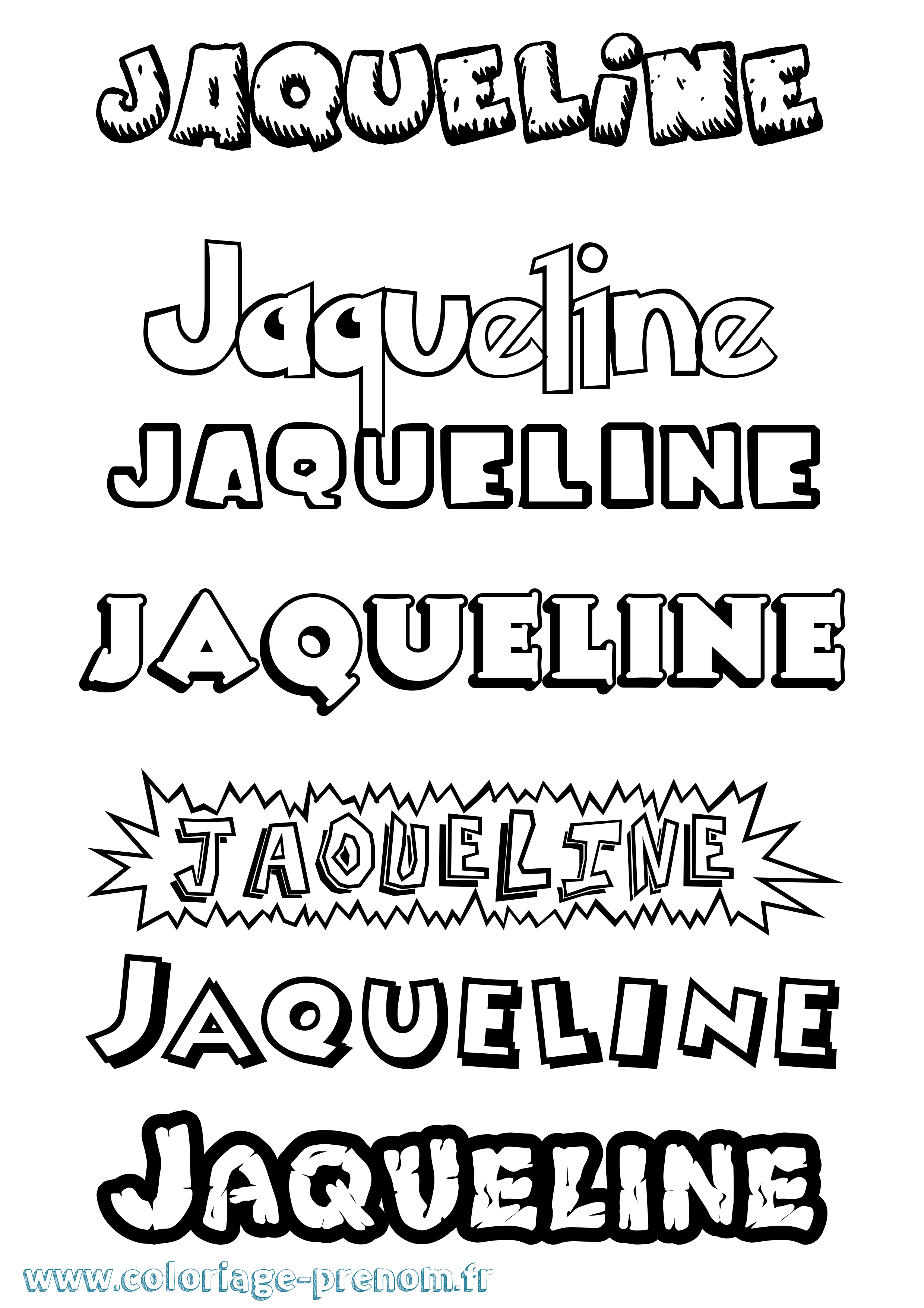 Coloriage prénom Jaqueline Dessin Animé