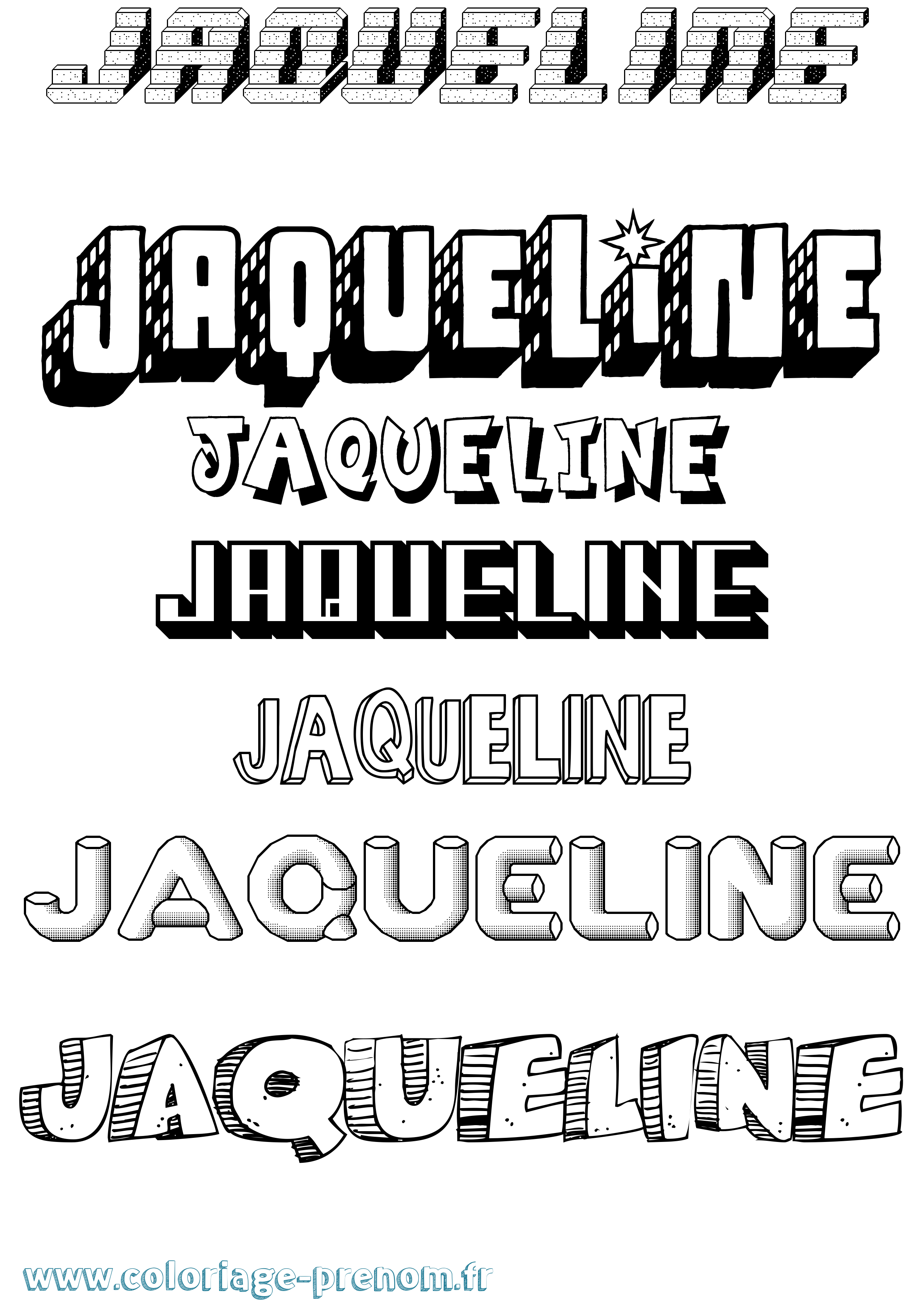 Coloriage prénom Jaqueline Effet 3D