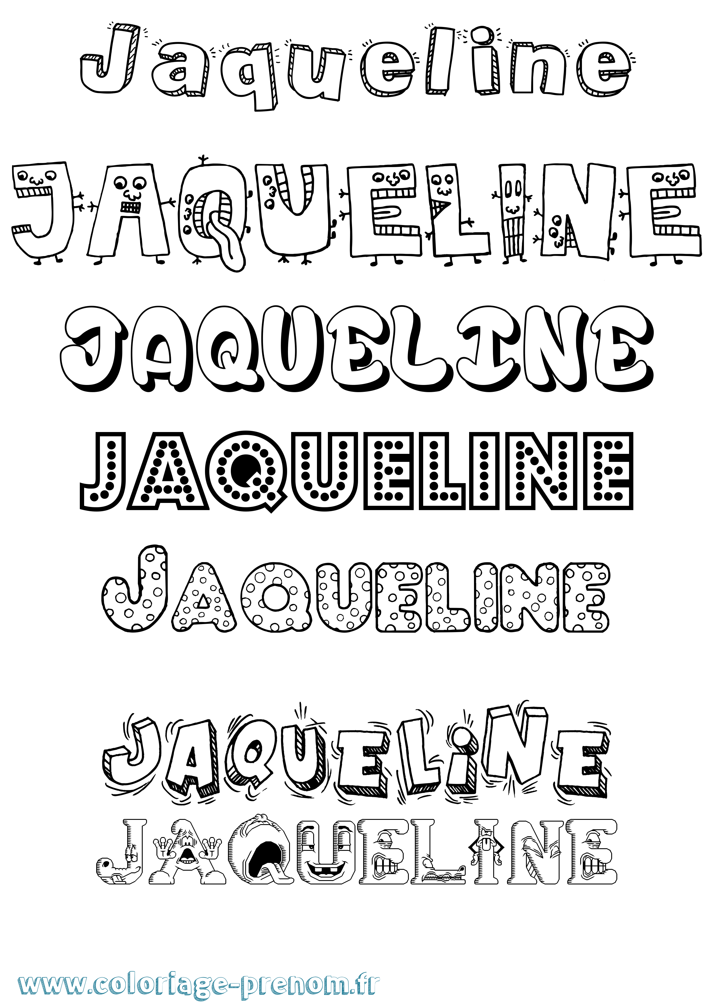 Coloriage prénom Jaqueline Fun