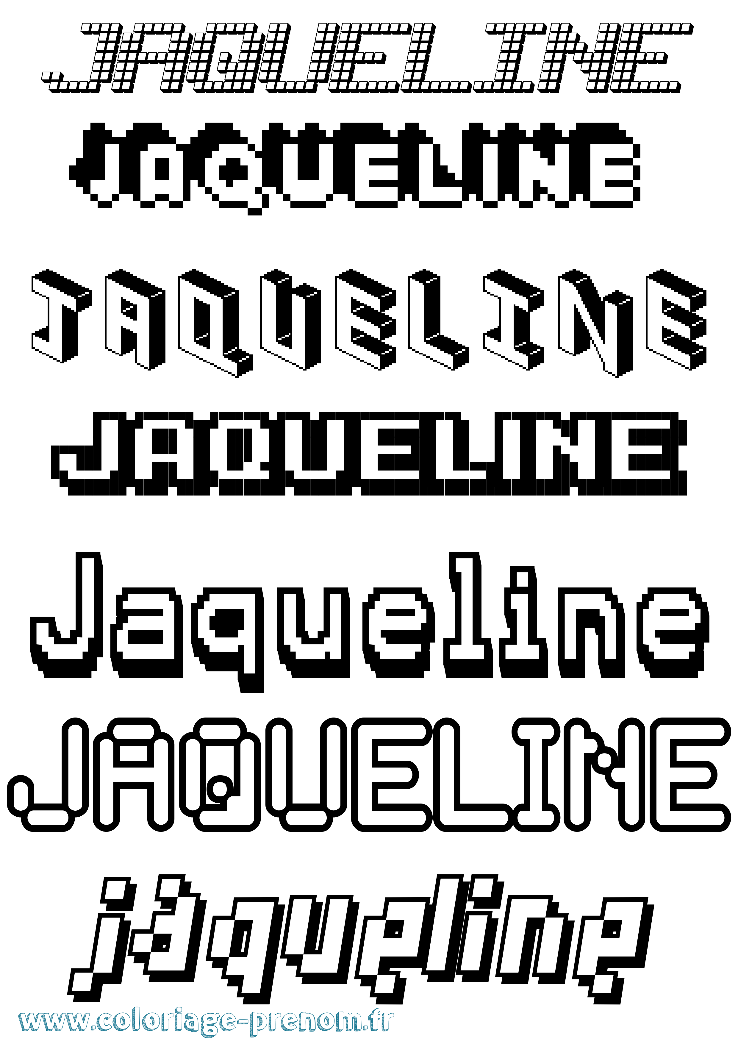 Coloriage prénom Jaqueline Pixel