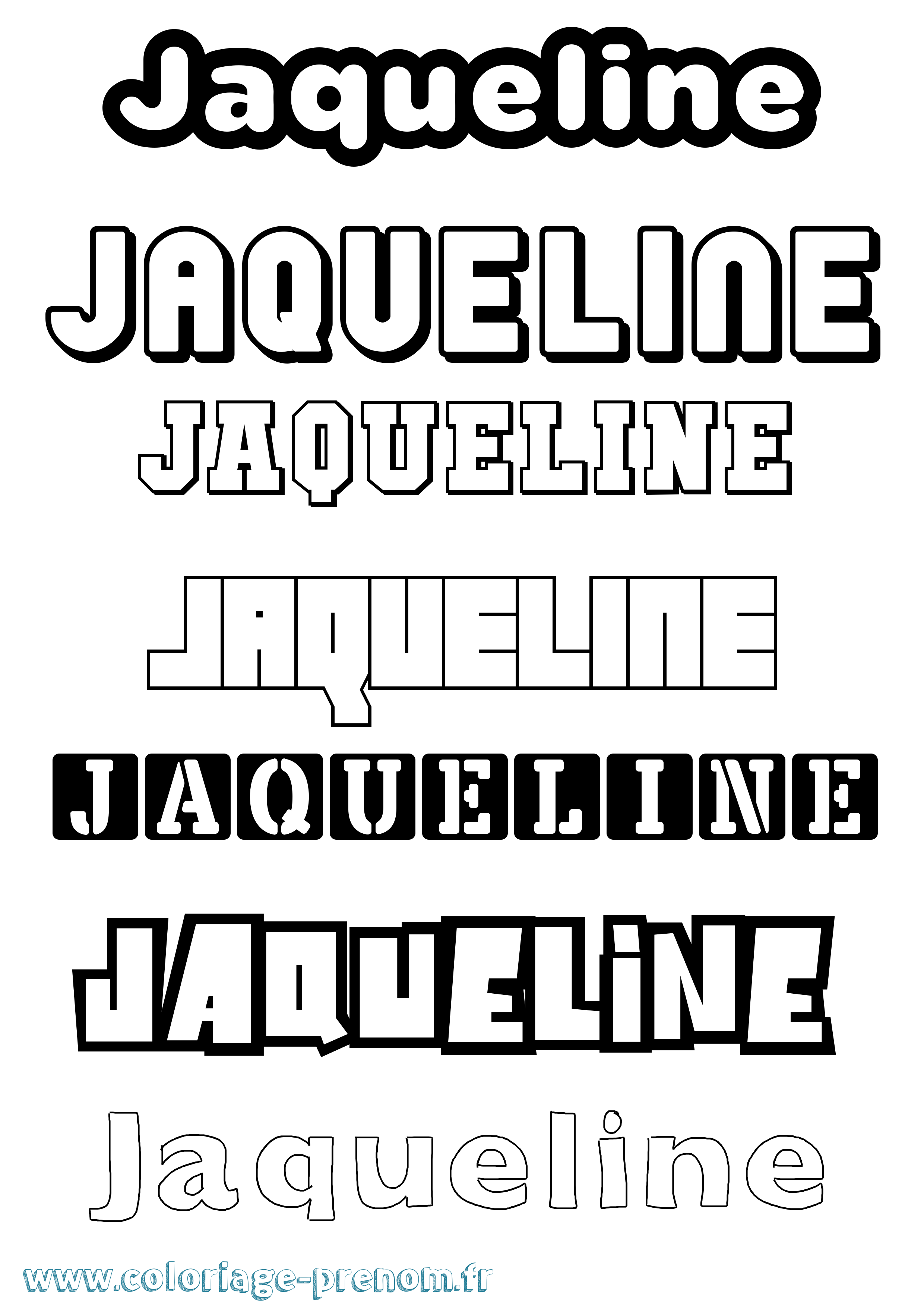 Coloriage prénom Jaqueline Simple