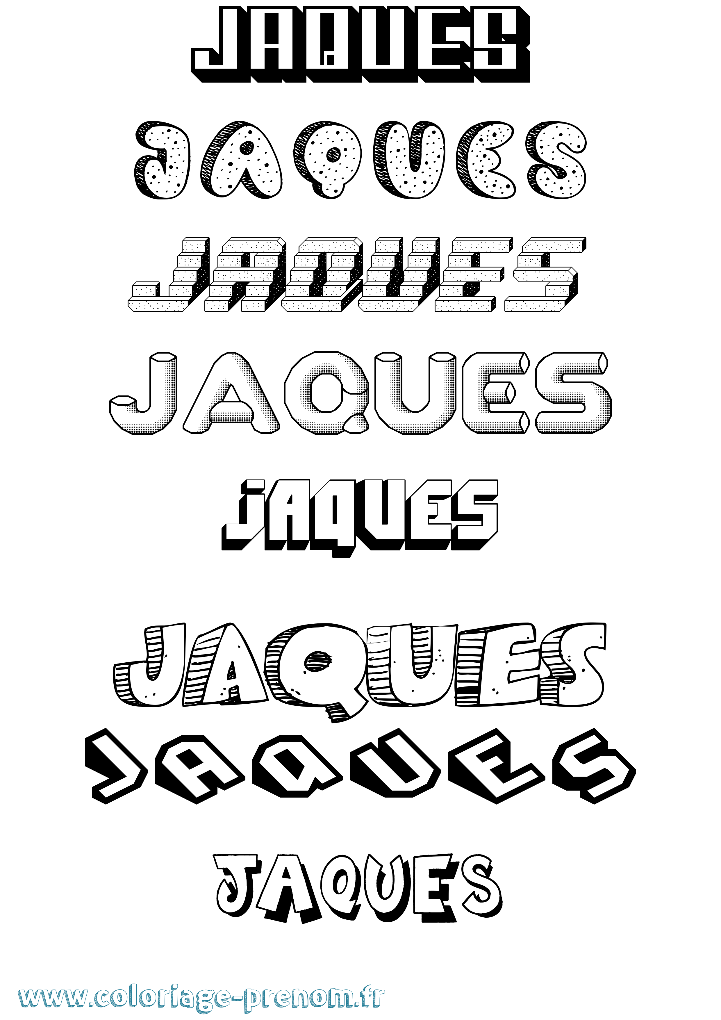 Coloriage Jaques Effet 3D Coloriage prénom Jaques Effet 3D