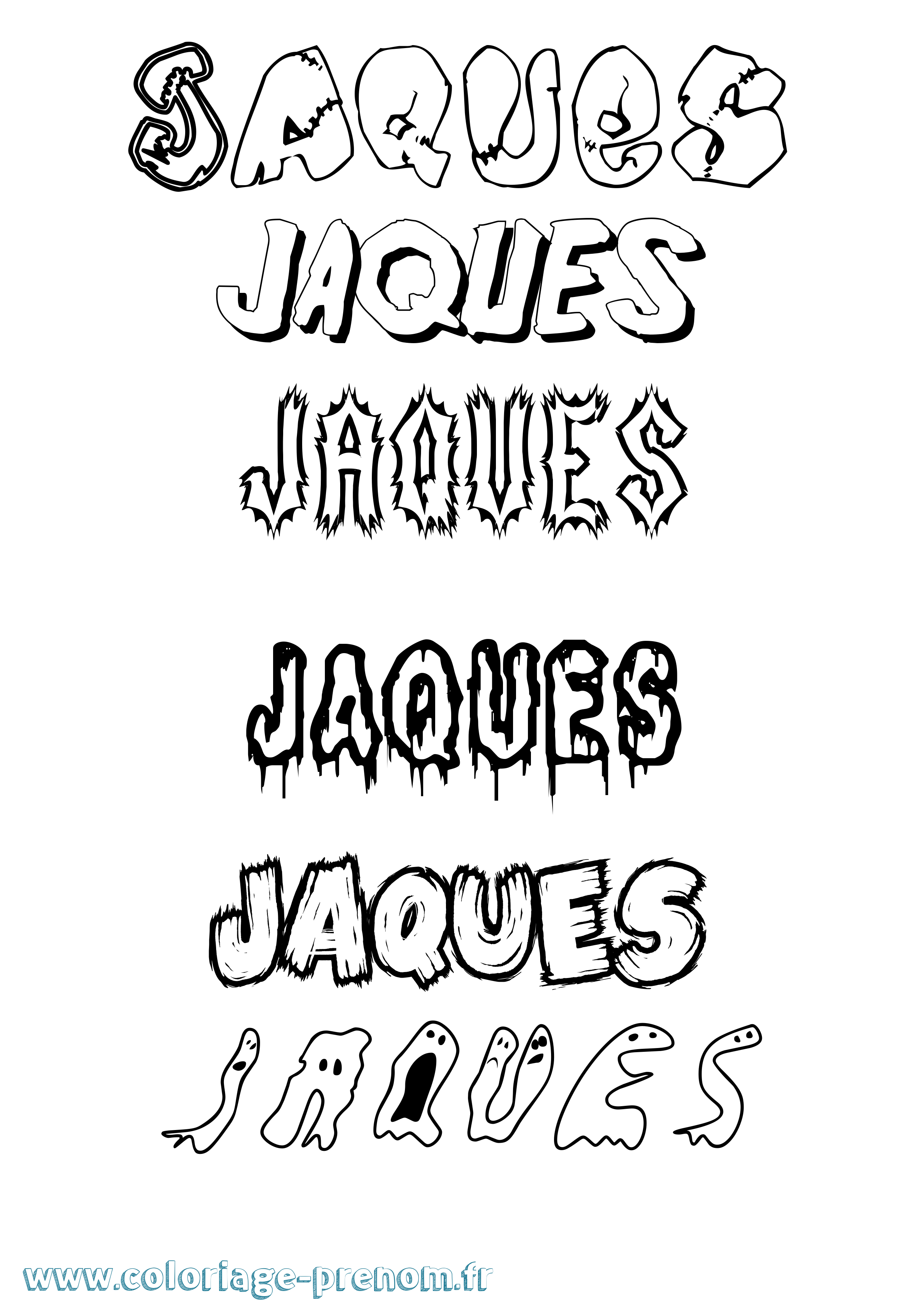 Coloriage Jaques Frisson Coloriage prénom Jaques Frisson
