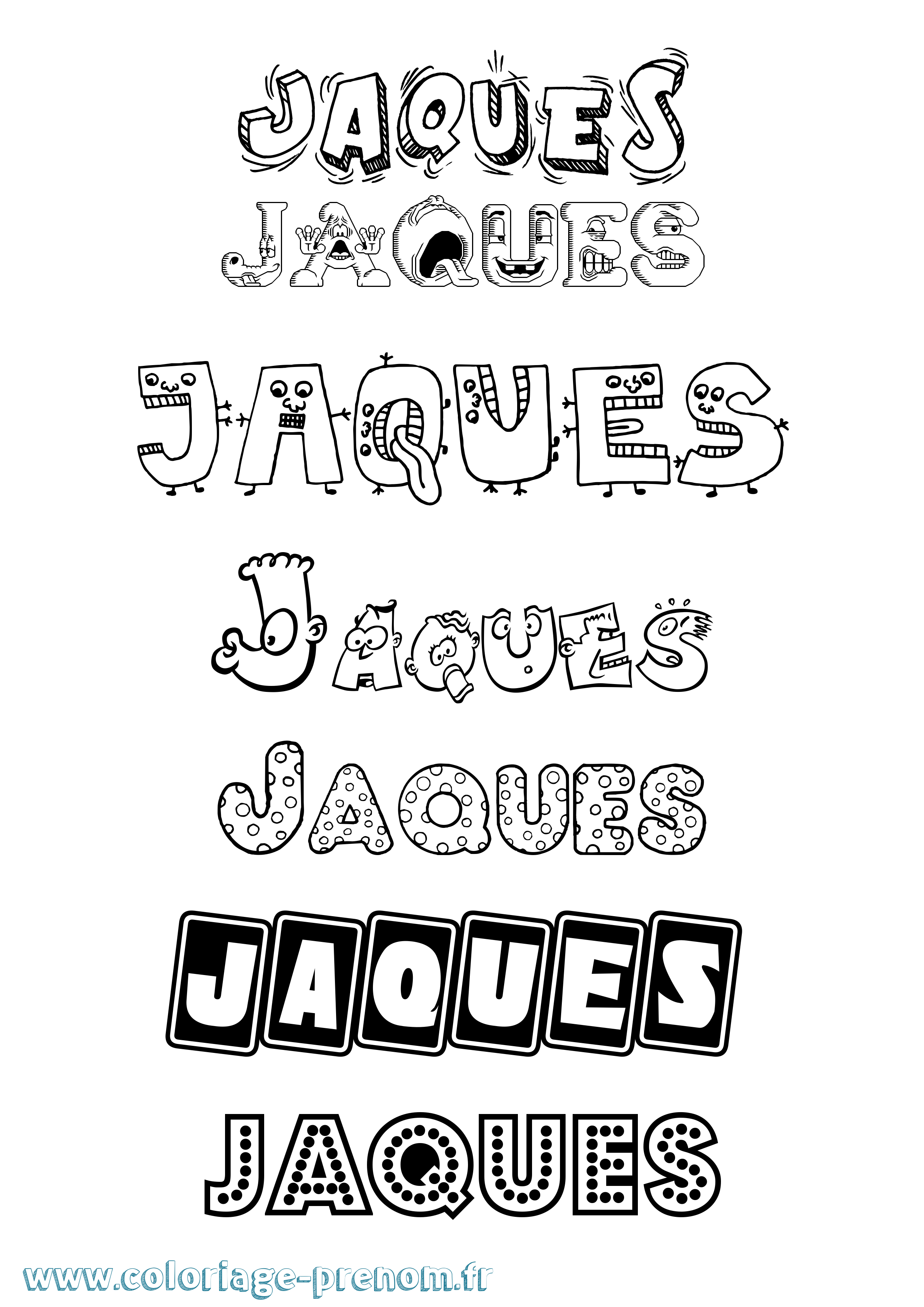 Coloriage Jaques Fun Coloriage prénom Jaques Fun