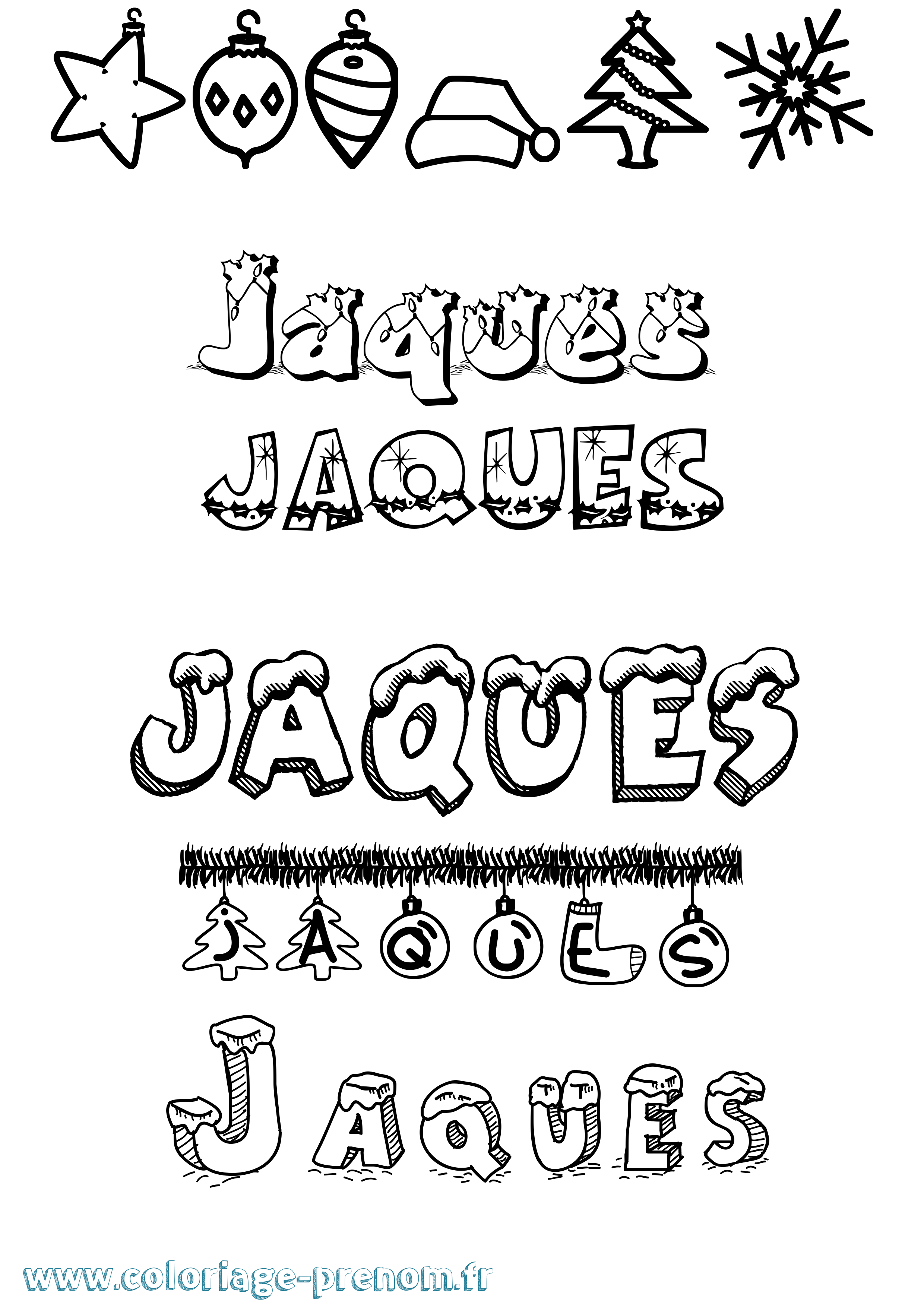 Coloriage Jaques Noël Coloriage prénom Jaques Noël