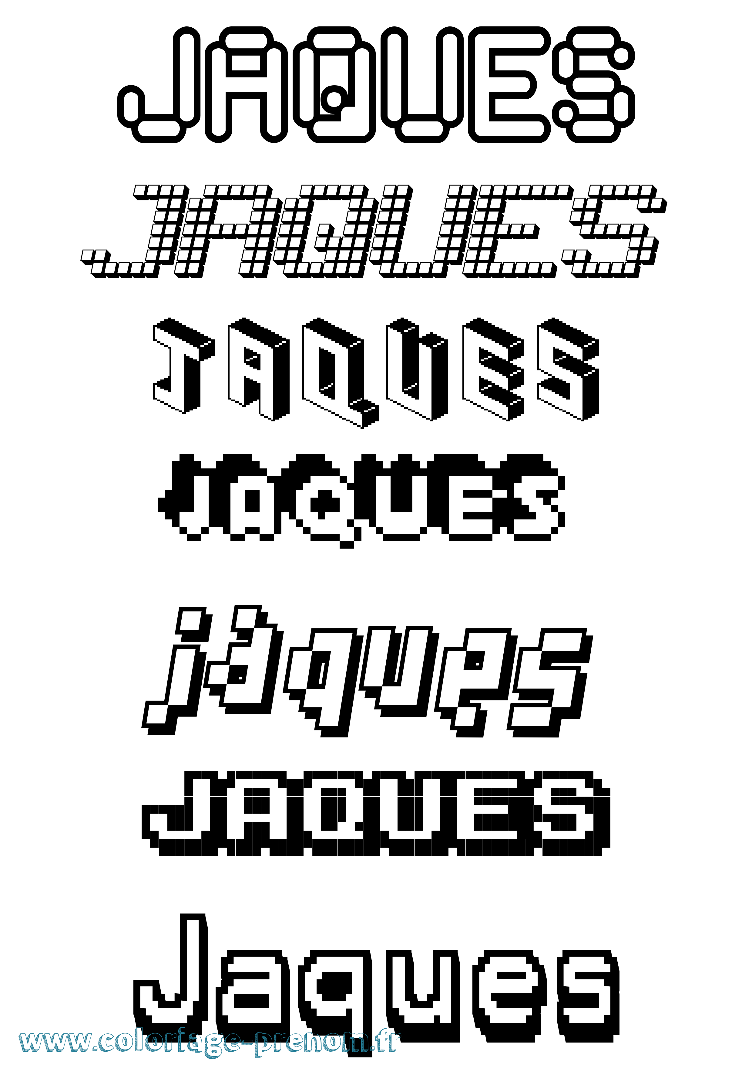 Coloriage Jaques Pixel Coloriage prénom Jaques Pixel