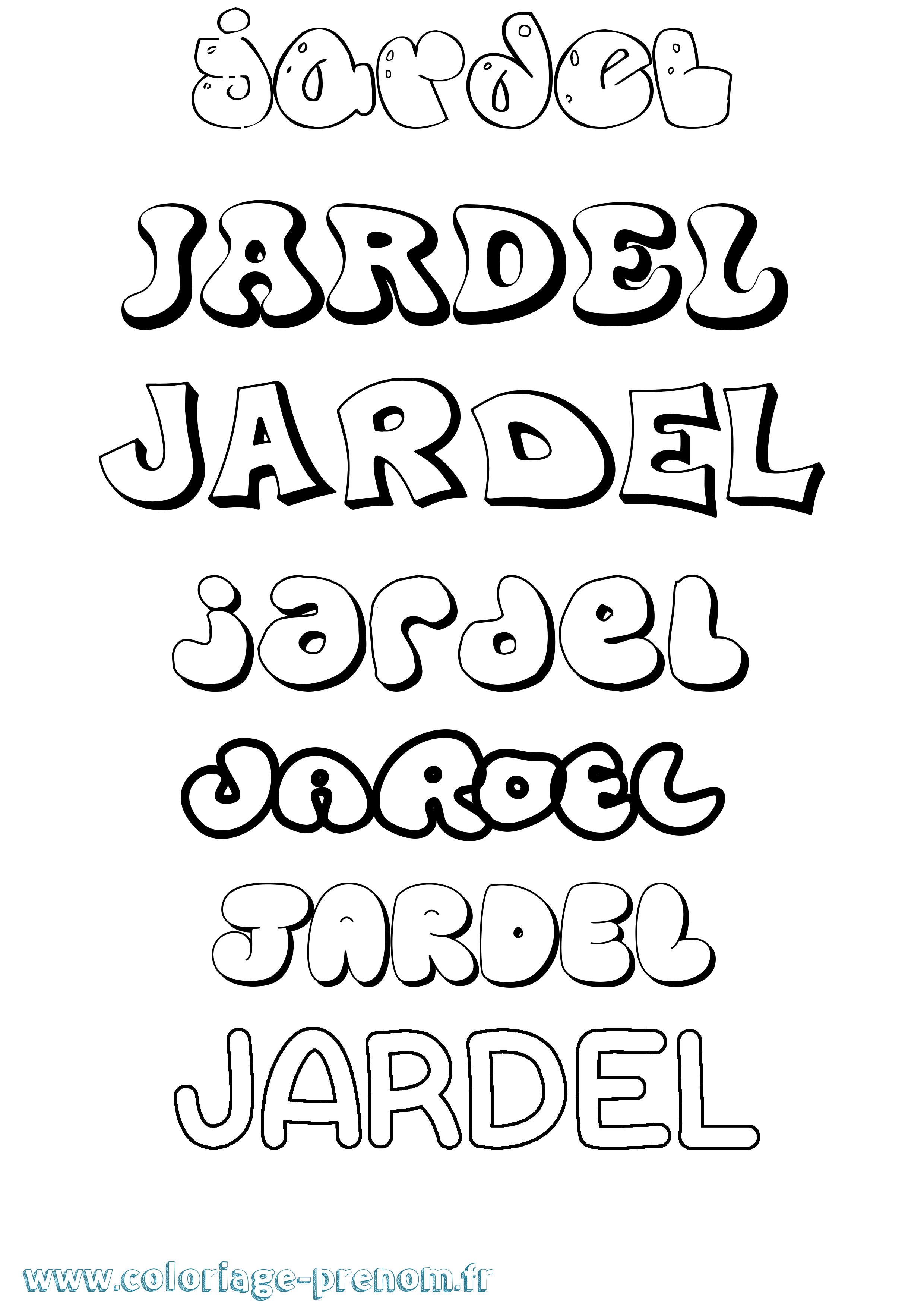 Coloriage prénom Jardel Bubble
