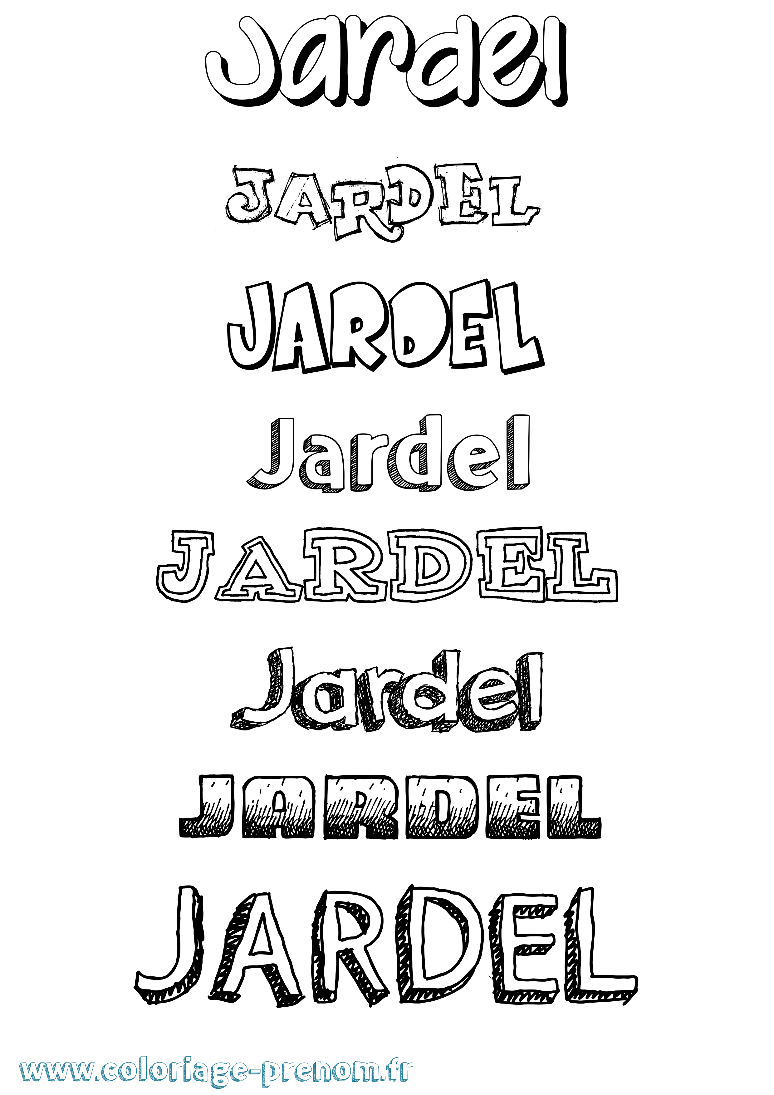 Coloriage prénom Jardel Dessiné