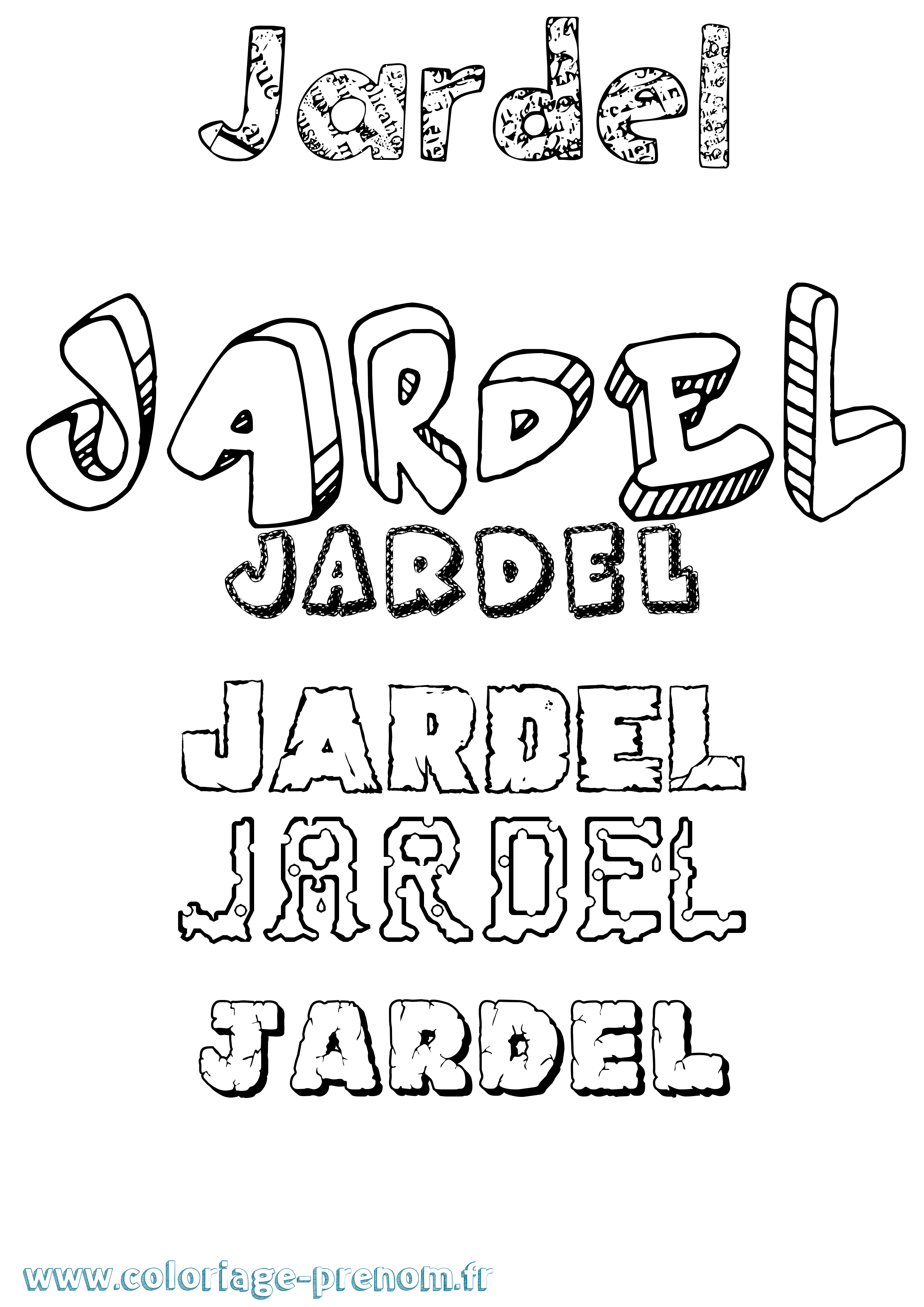 Coloriage prénom Jardel Destructuré