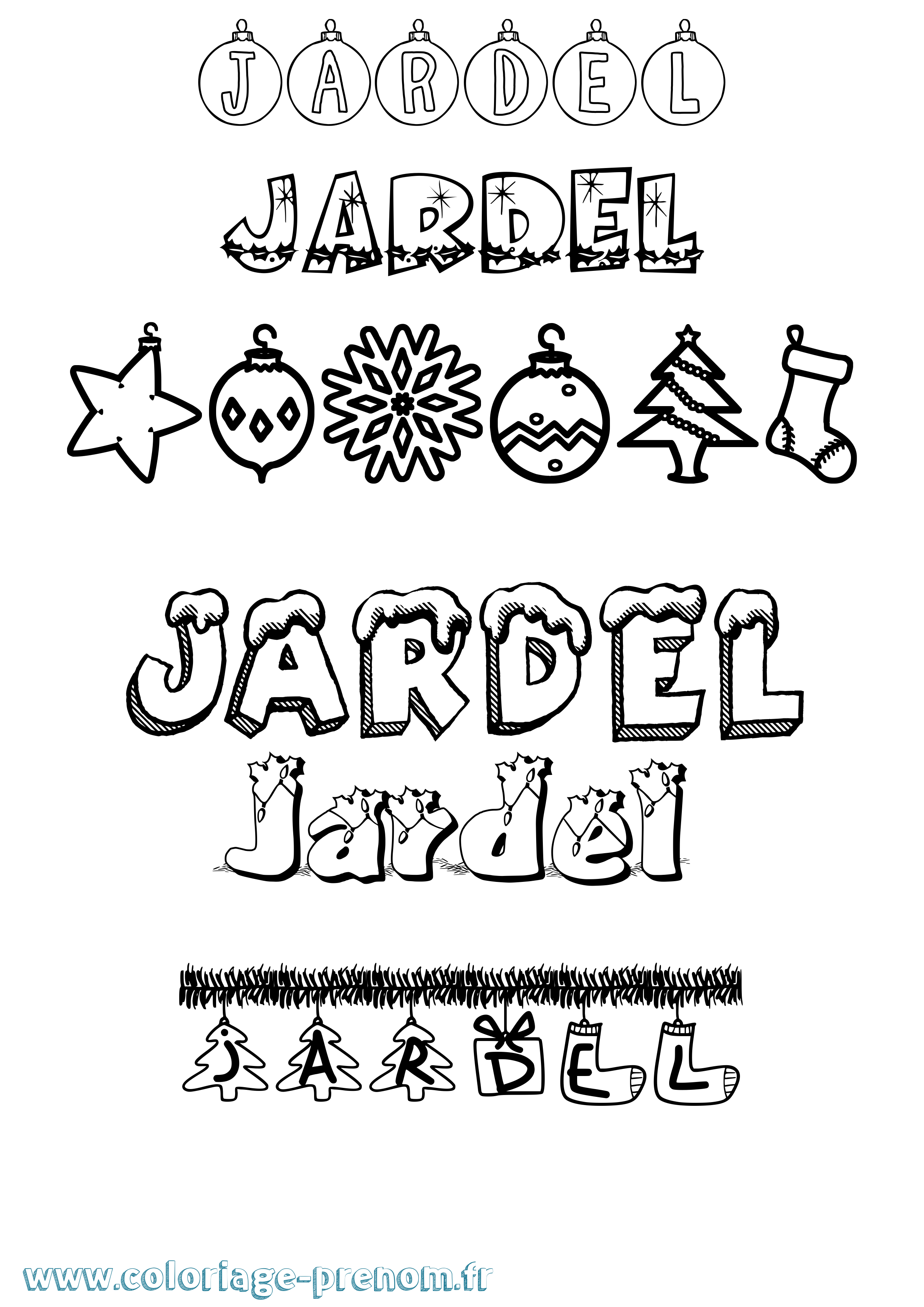 Coloriage prénom Jardel Noël